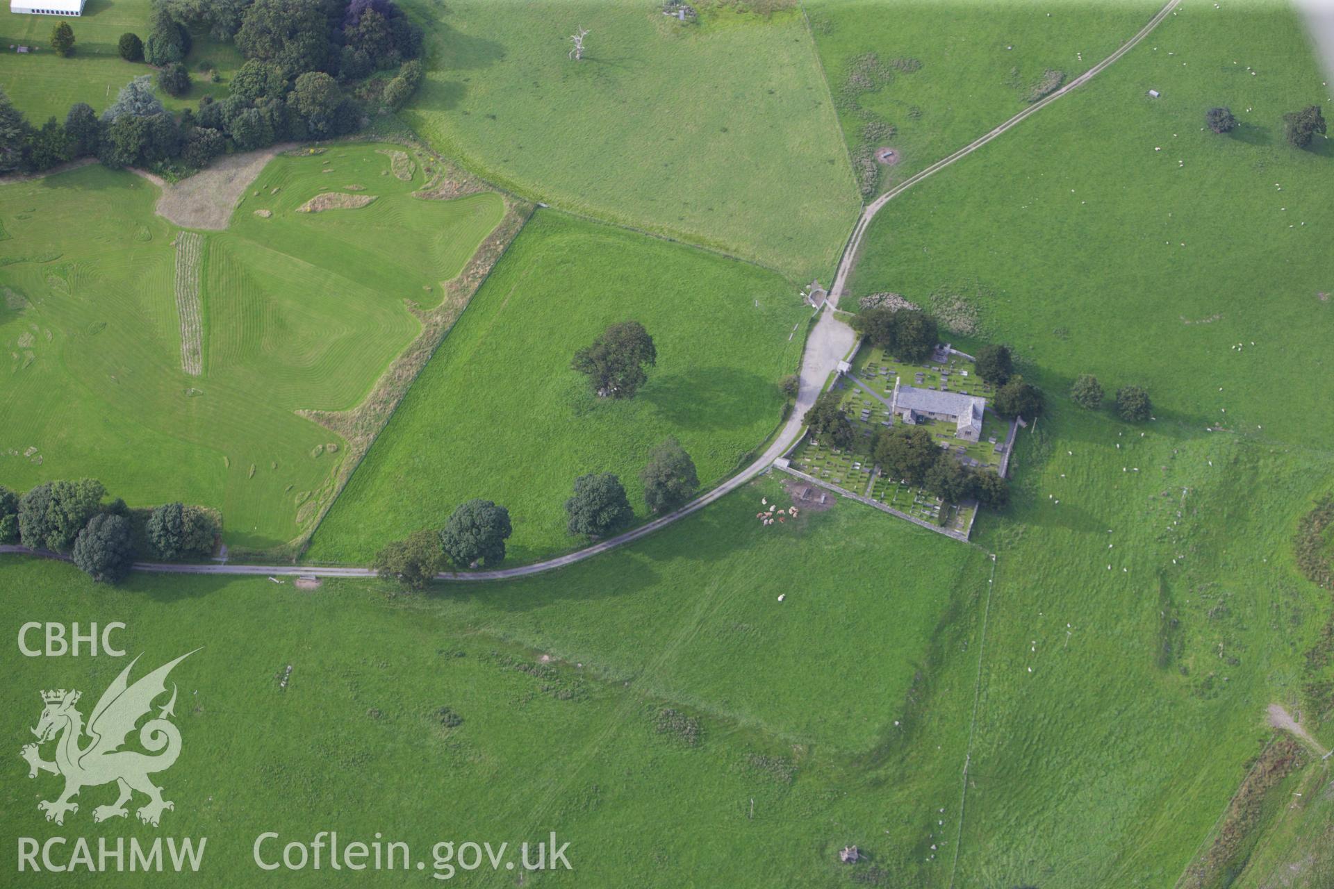 RCAHMW colour oblique aerial photograph of Kanovium (or Canovium) Roman Military Settlement at Caerhun. Taken on 06 August 2009 by Toby Driver