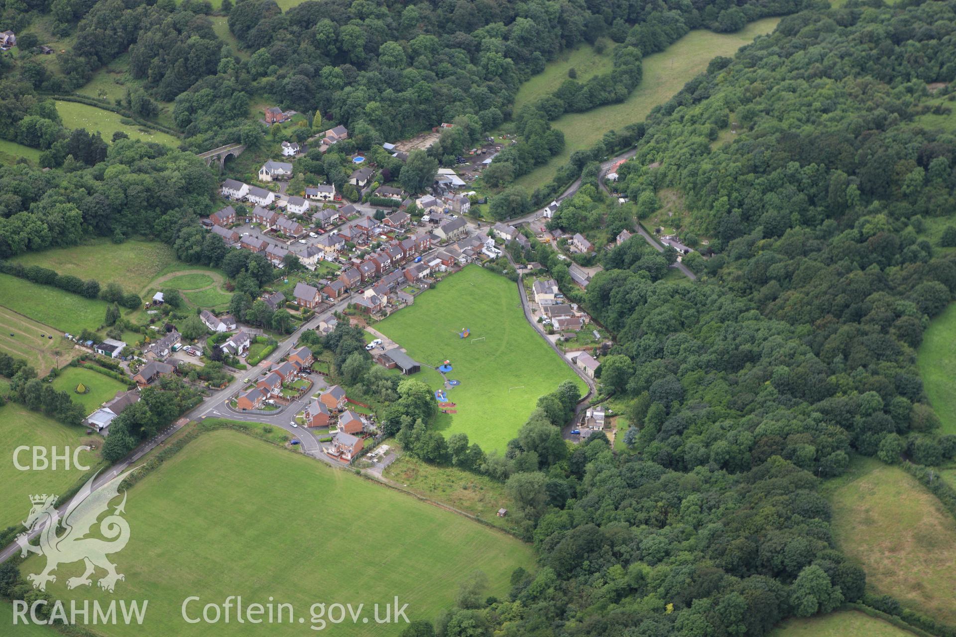 RCAHMW colour oblique aerial photograph of Ffrith Roman site Taken on 08 July 2009 by Toby Driver