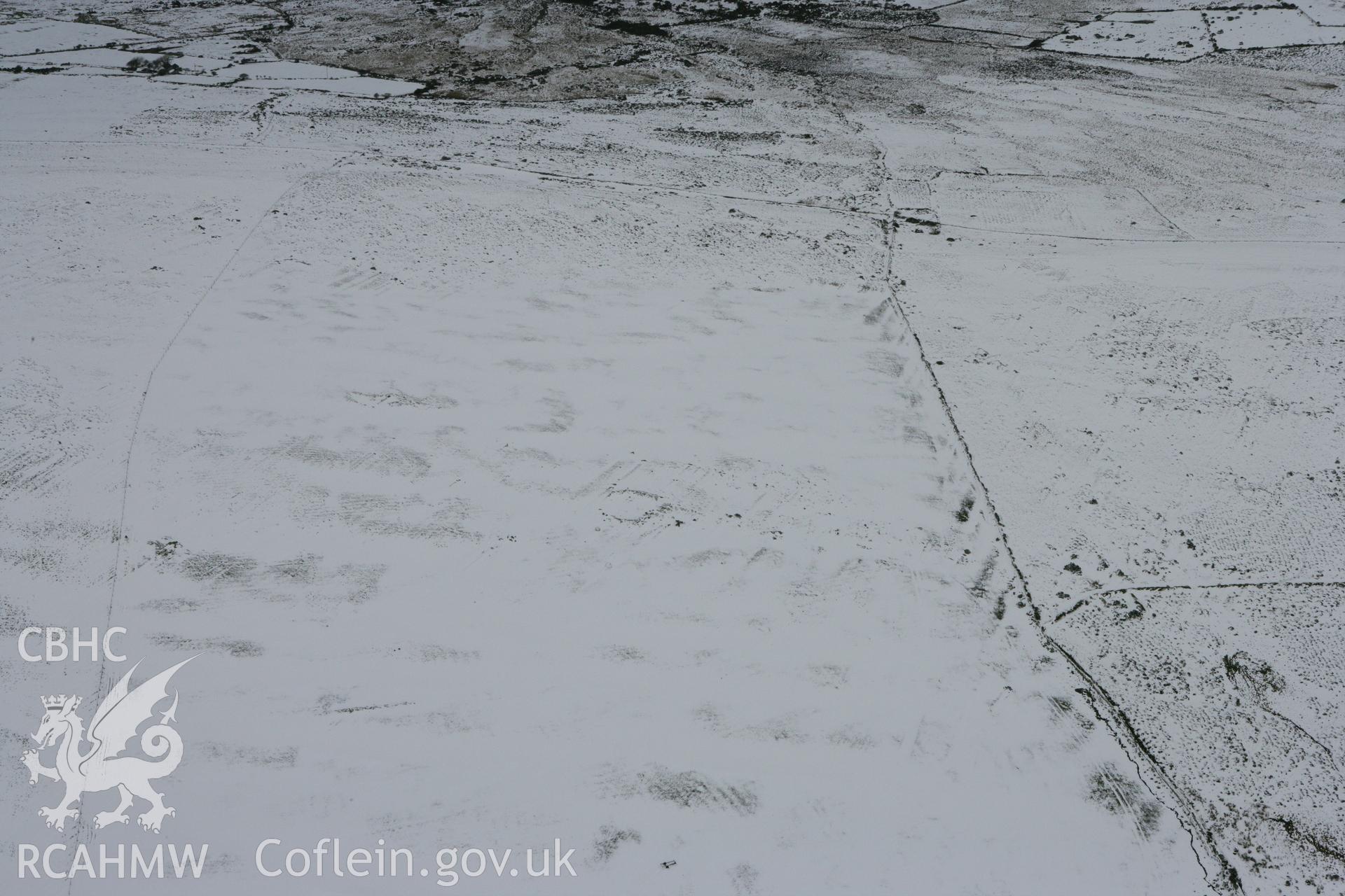 RCAHMW colour oblique photograph of Mynydd Melyn Central, western enclosure. Taken by Toby Driver on 06/02/2009.