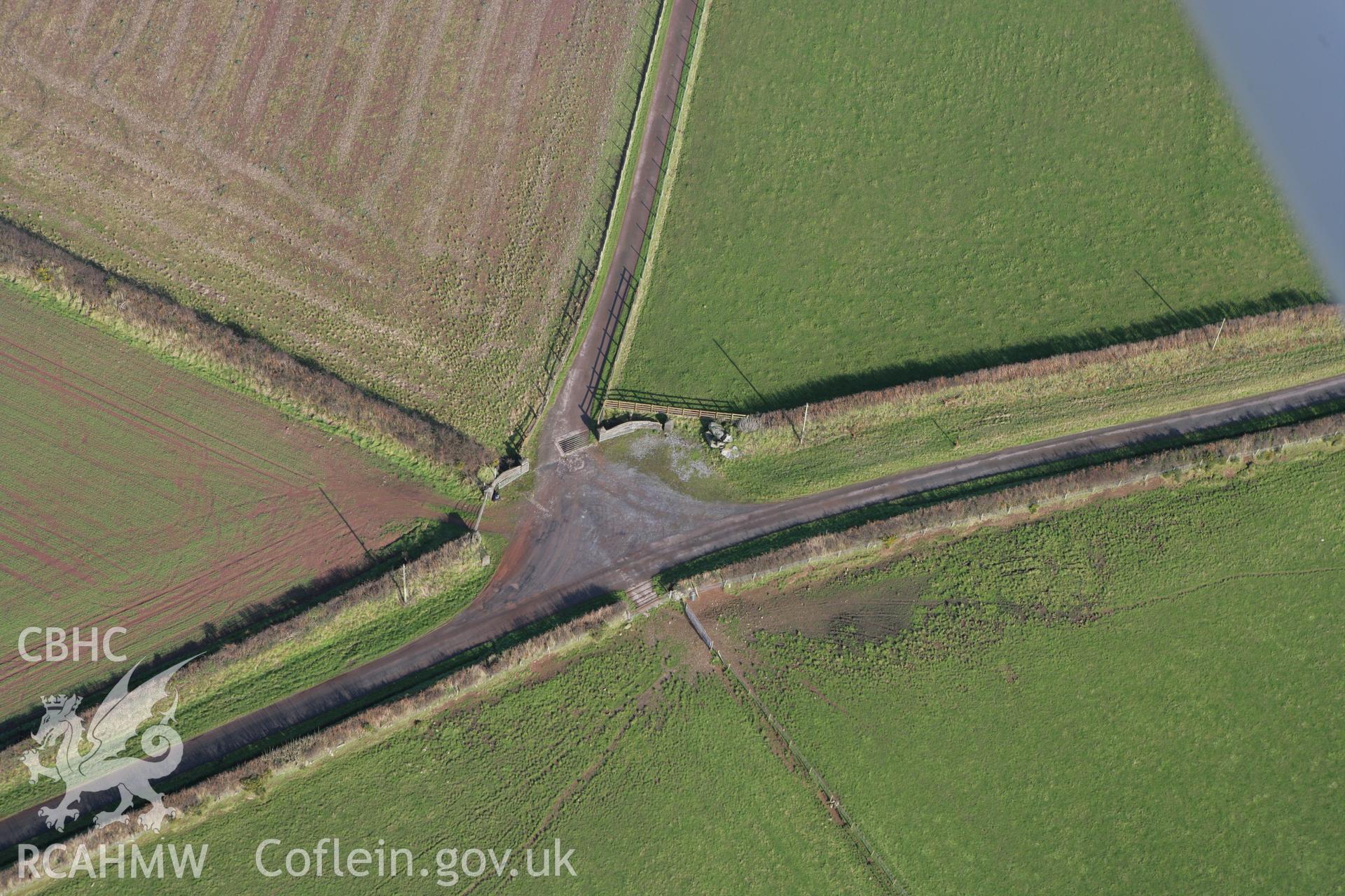 RCAHMW colour oblique aerial photograph of Kingston Burial Chamber. Taken on 28 January 2009 by Toby Driver