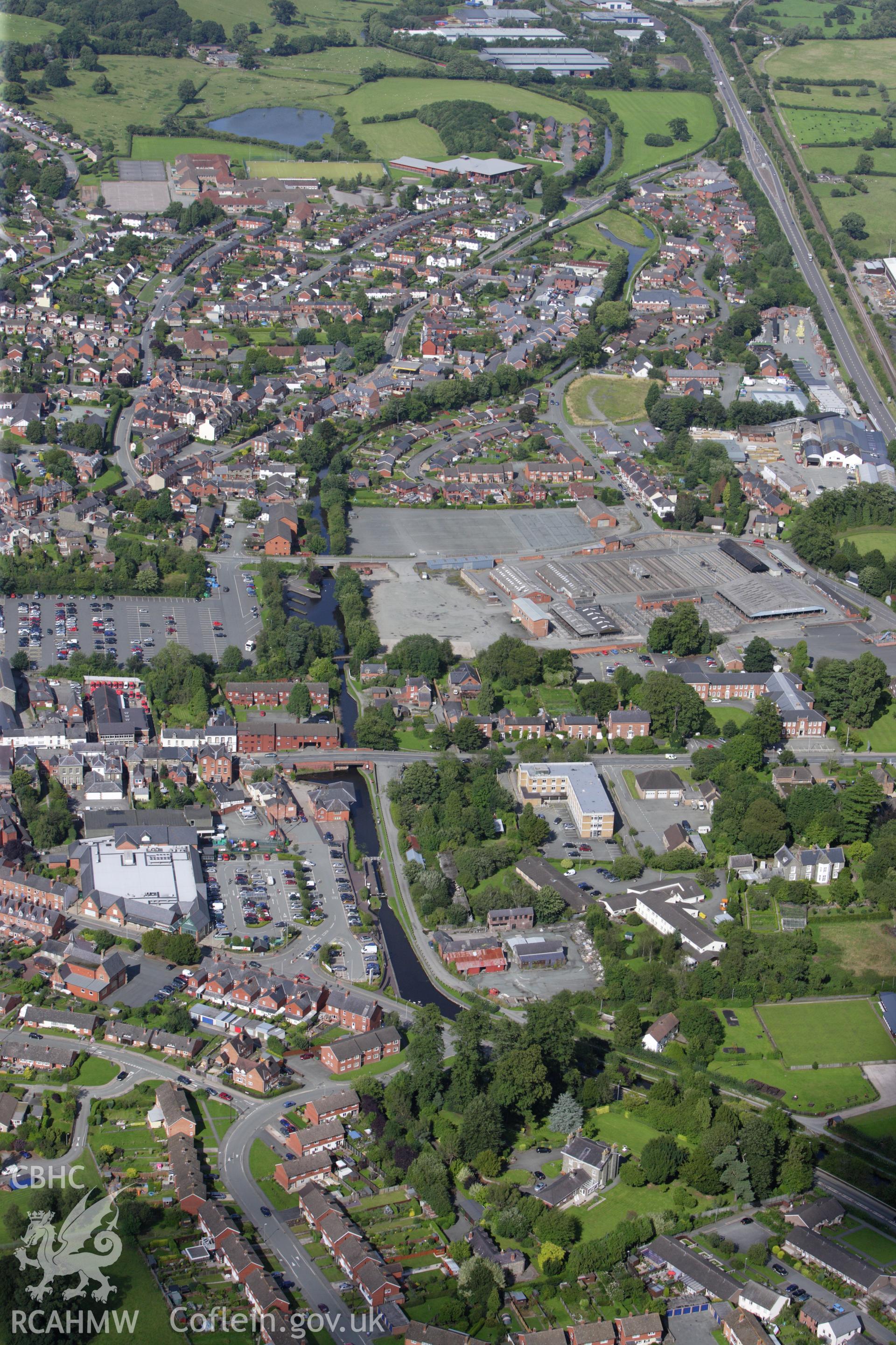 RCAHMW colour oblique aerial photograph of Welshpool. Taken on 30 July 2009 by Toby Driver