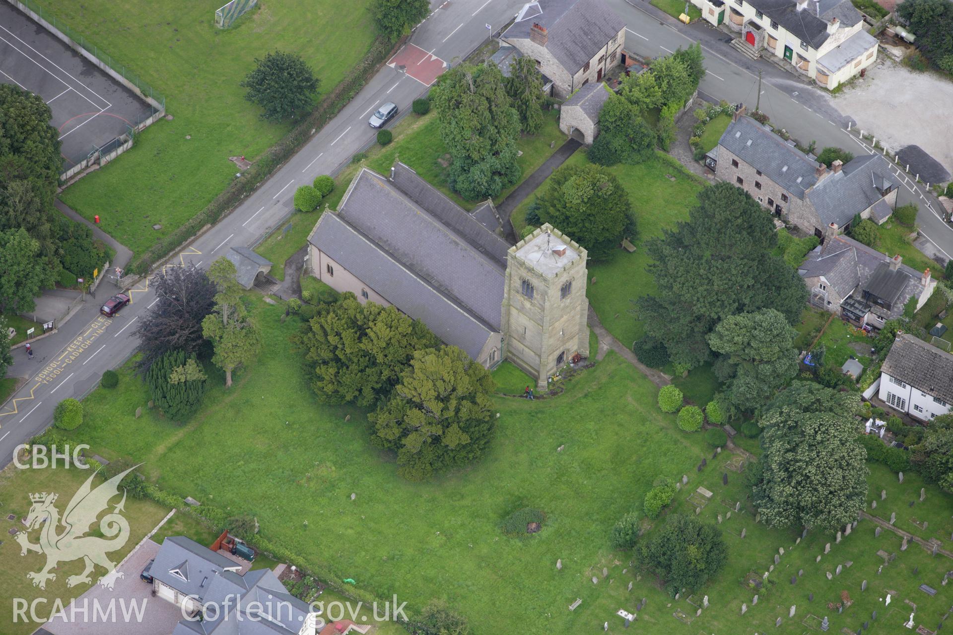 RCAHMW colour oblique aerial photograph of Downing Hall Inscribed Stone (now in Whitford Church). Taken on 30 July 2009 by Toby Driver