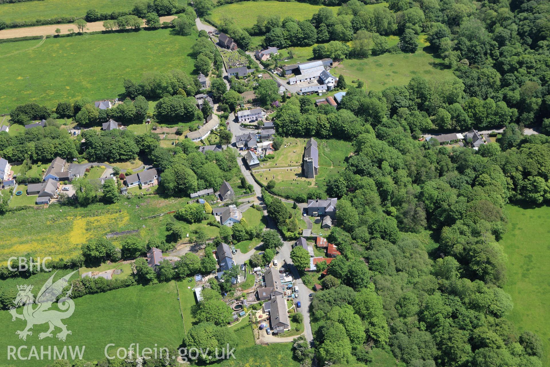 RCAHMW colour oblique aerial photograph of St Ismael's Church, Camrose. Taken on 01 June 2009 by Toby Driver