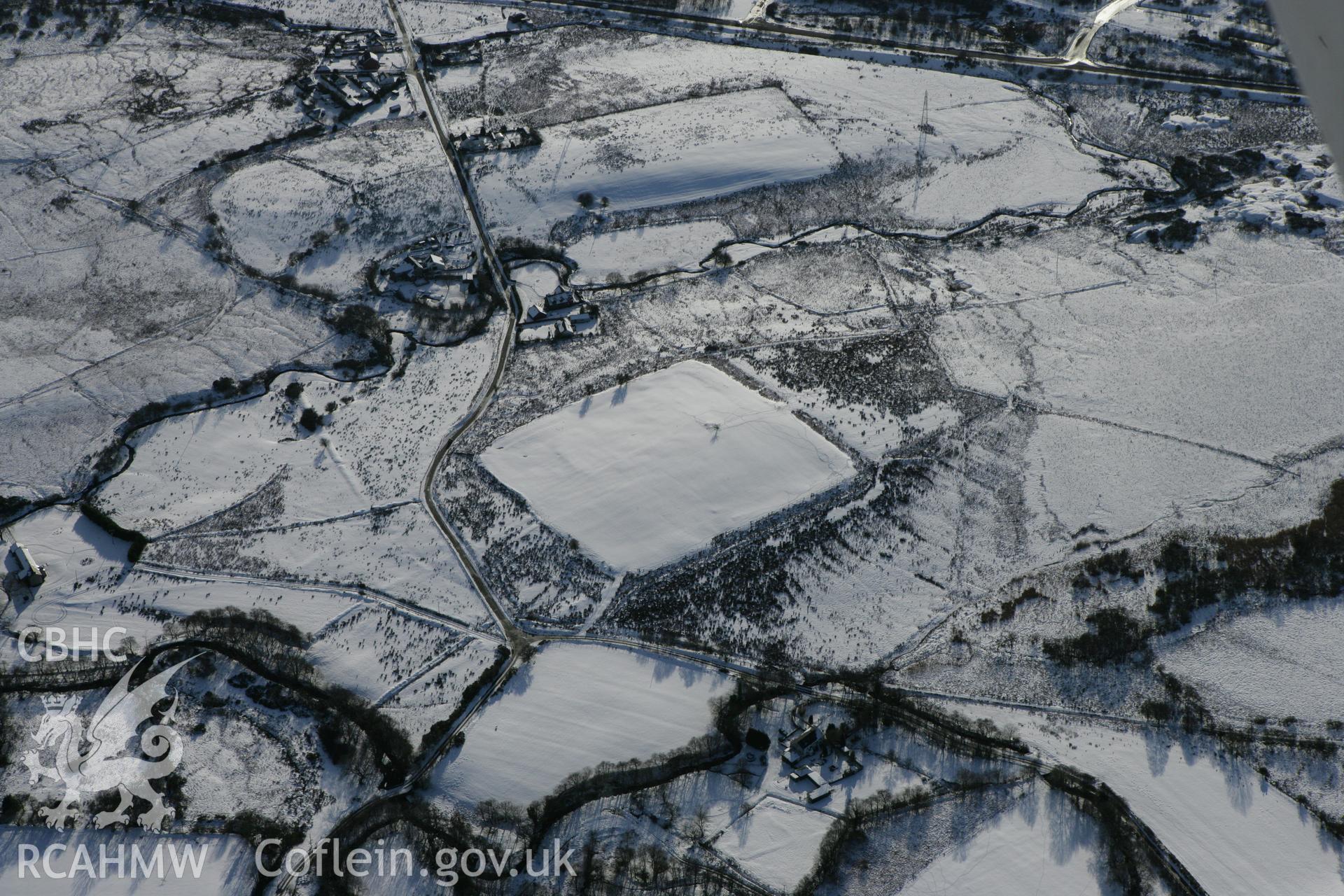 RCAHMW colour oblique photograph of Coelbren Roman fort. Taken by Toby Driver on 06/02/2009.