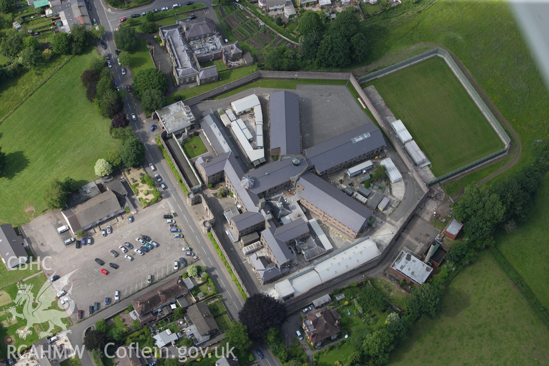 RCAHMW colour oblique aerial photograph of H. M. Prison, Usk. Taken on 11 June 2009 by Toby Driver