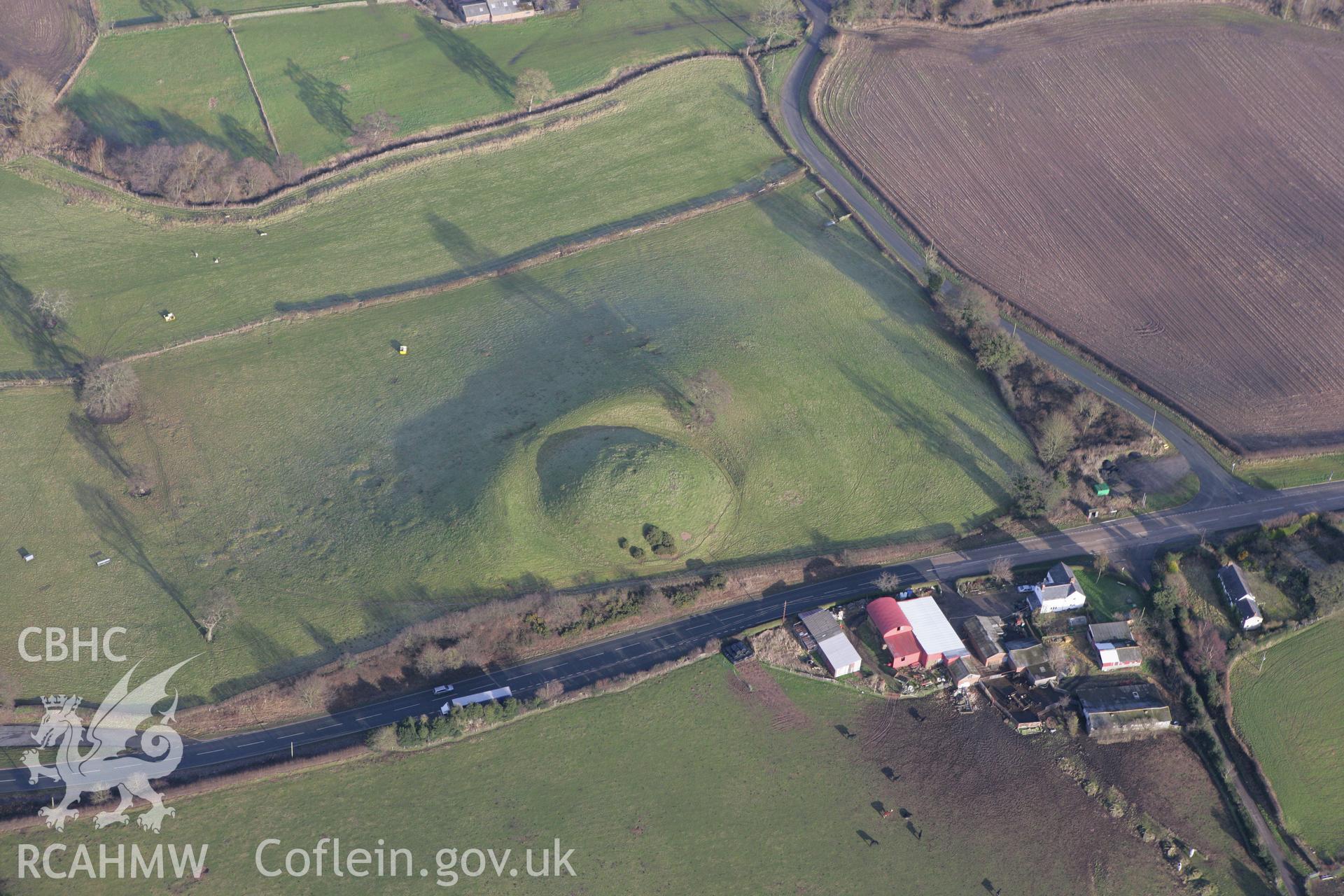 RCAHMW colour oblique photograph of Mount Cop motte. Taken by Toby Driver on 21/01/2009.