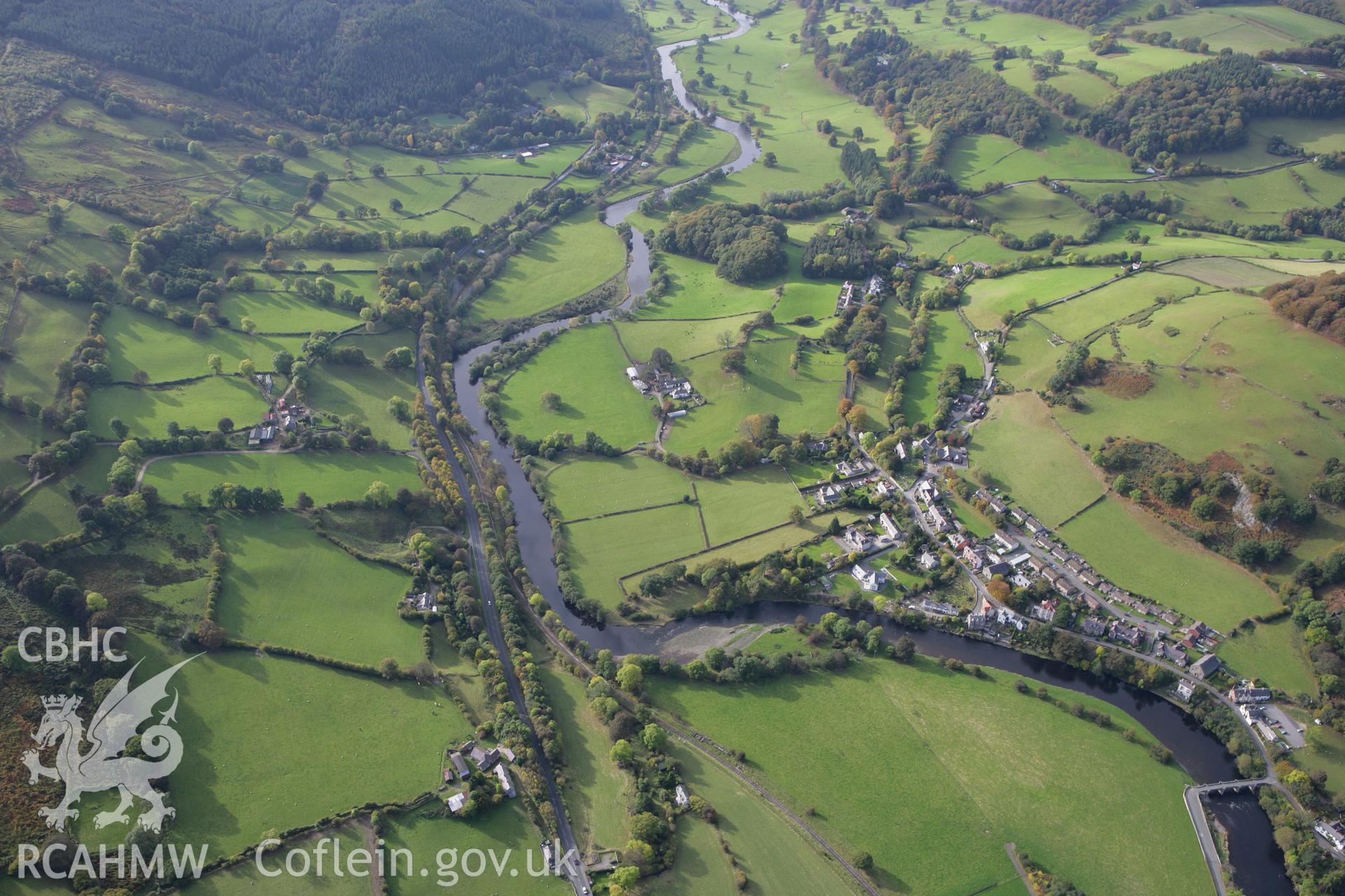 RCAHMW colour oblique aerial photograph of Pont Carrog. Taken on 13 October 2009 by Toby Driver