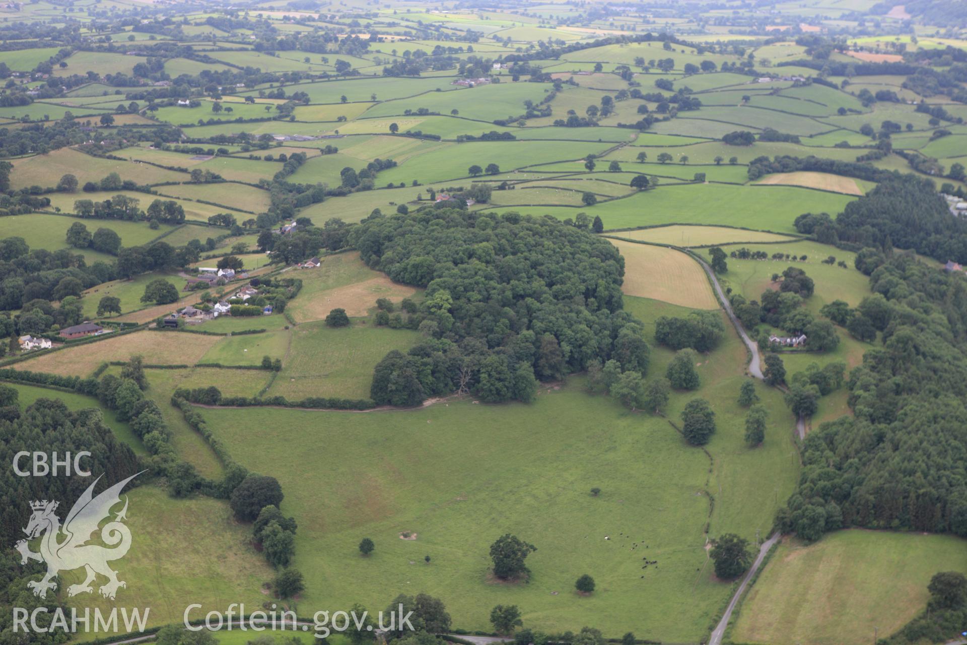 RCAHMW colour oblique aerial photograph of Bryn Mawr Enclosure. Taken on 08 July 2009 by Toby Driver