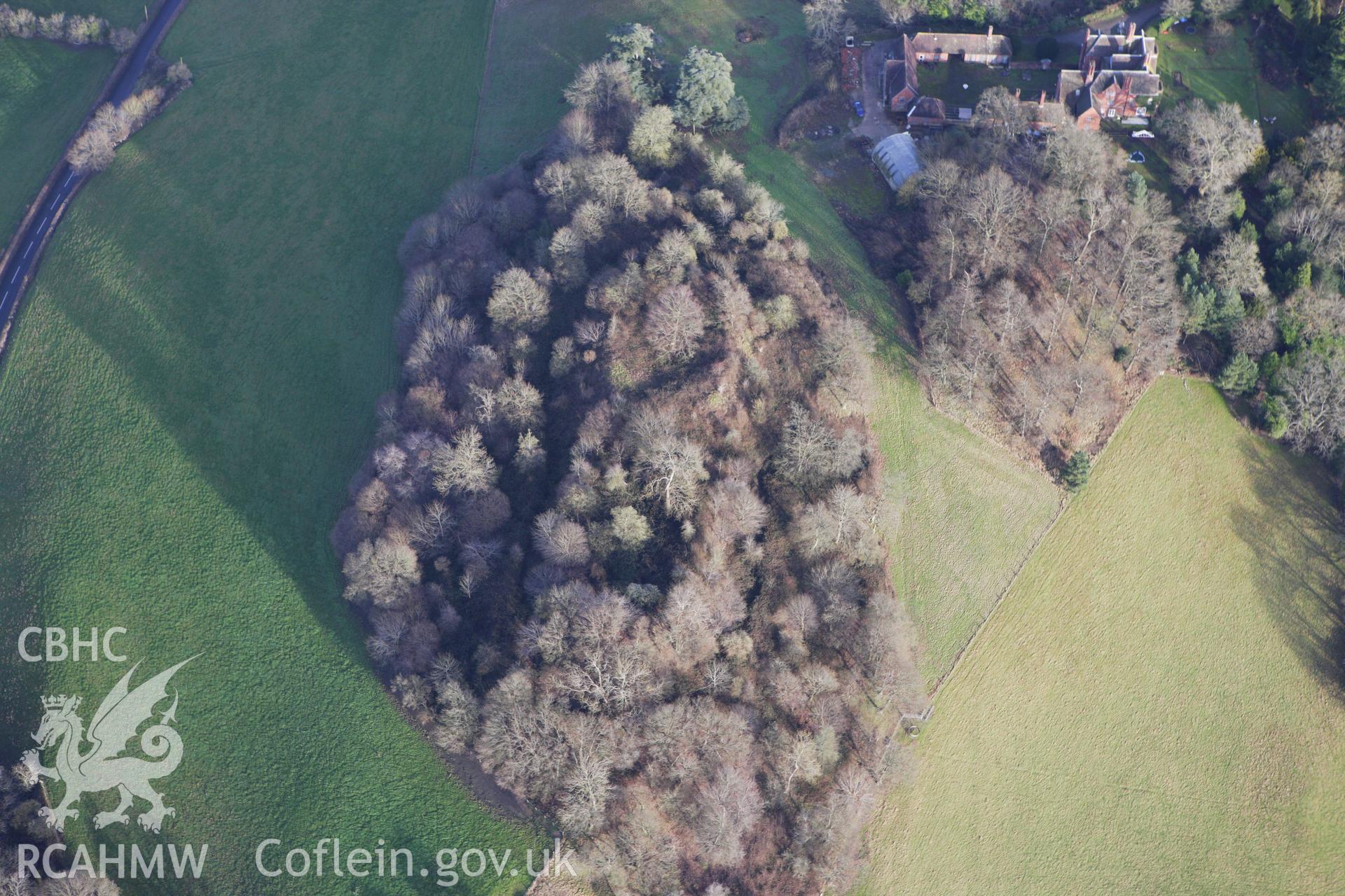 RCAHMW colour oblique aerial photograph of Cefn Brytalch Castle. Taken on 10 December 2009 by Toby Driver