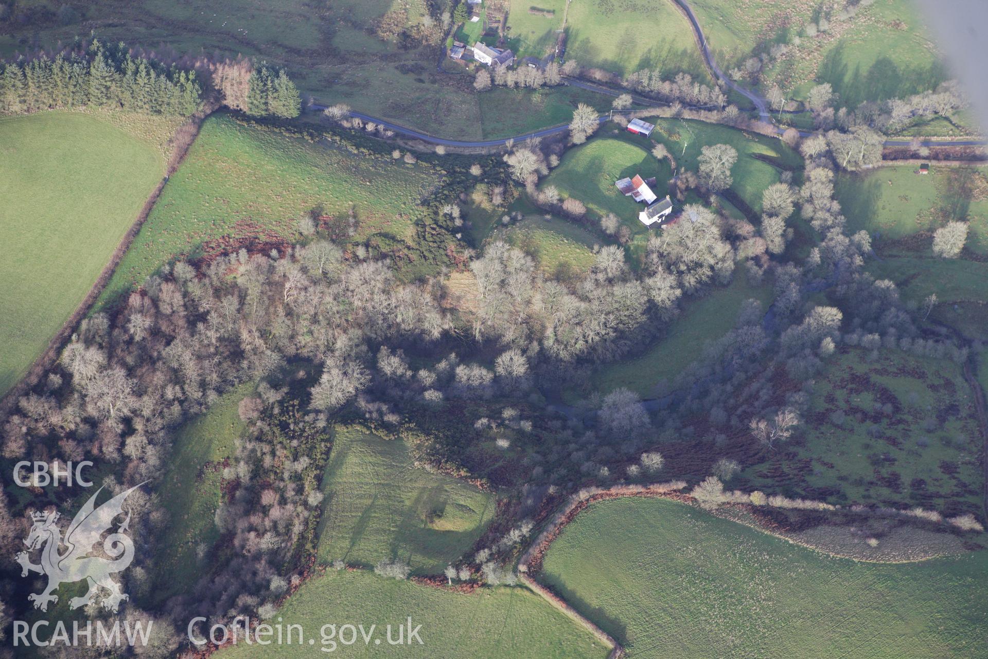 RCAHMW colour oblique aerial photograph of Castell Cwm Aran. Taken on 10 December 2009 by Toby Driver