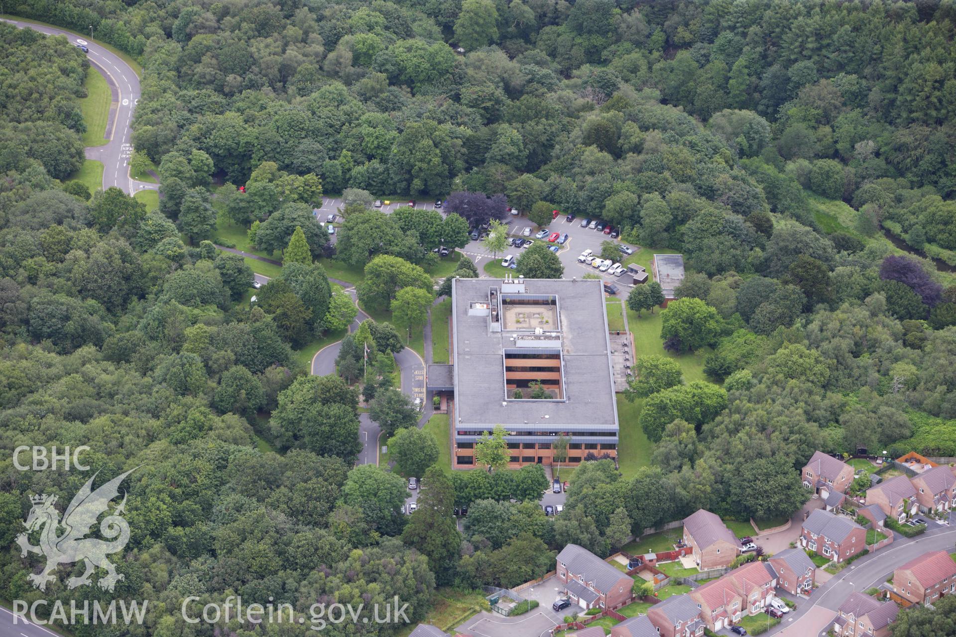 RCAHMW colour oblique aerial photograph of The Equatorial Observatory, Penllergaer. Taken on 09 July 2009 by Toby Driver