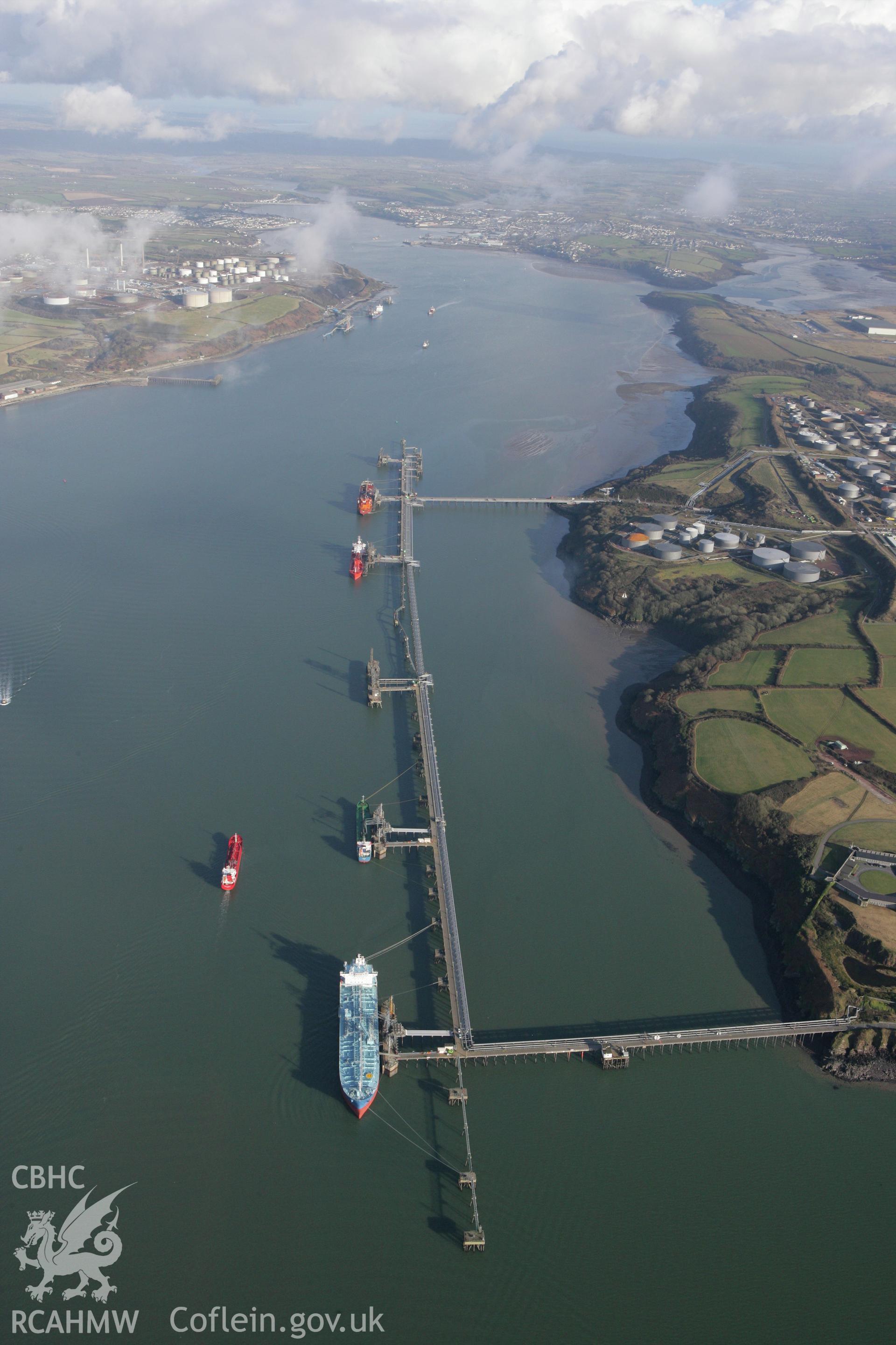 RCAHMW colour oblique photograph of Bullwell BayTanker jetty. Taken by Toby Driver on 11/02/2009.