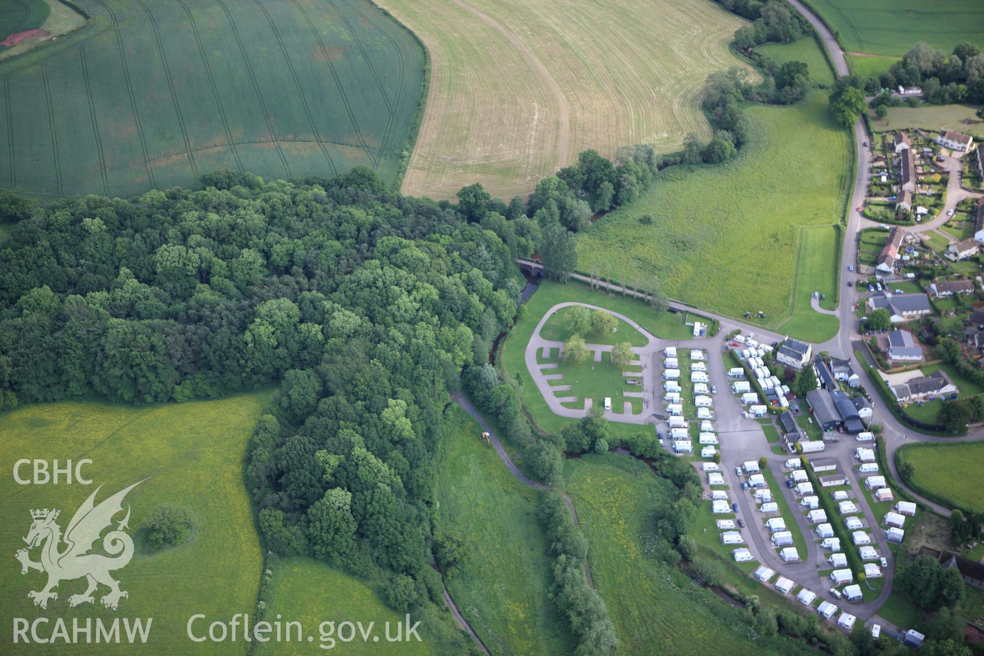 RCAHMW colour oblique aerial photograph of Mill Wood Castle. Taken on 11 June 2009 by Toby Driver