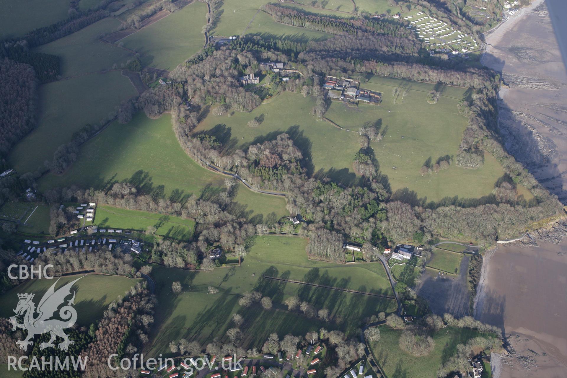 RCAHMW colour oblique photograph of Coppet Hall landscape looking east. Taken by Toby Driver on 11/02/2009.