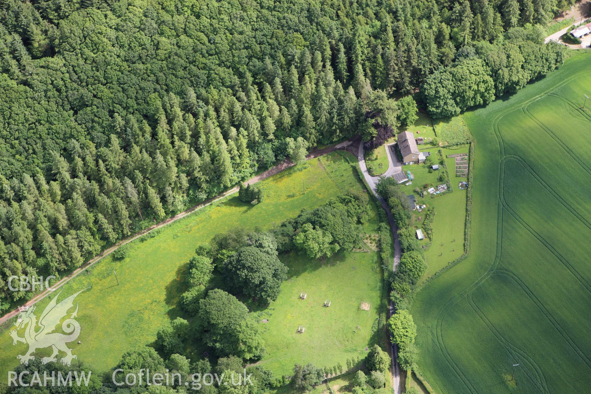 RCAHMW colour oblique aerial photograph of Barland Castle. Taken on 11 June 2009 by Toby Driver