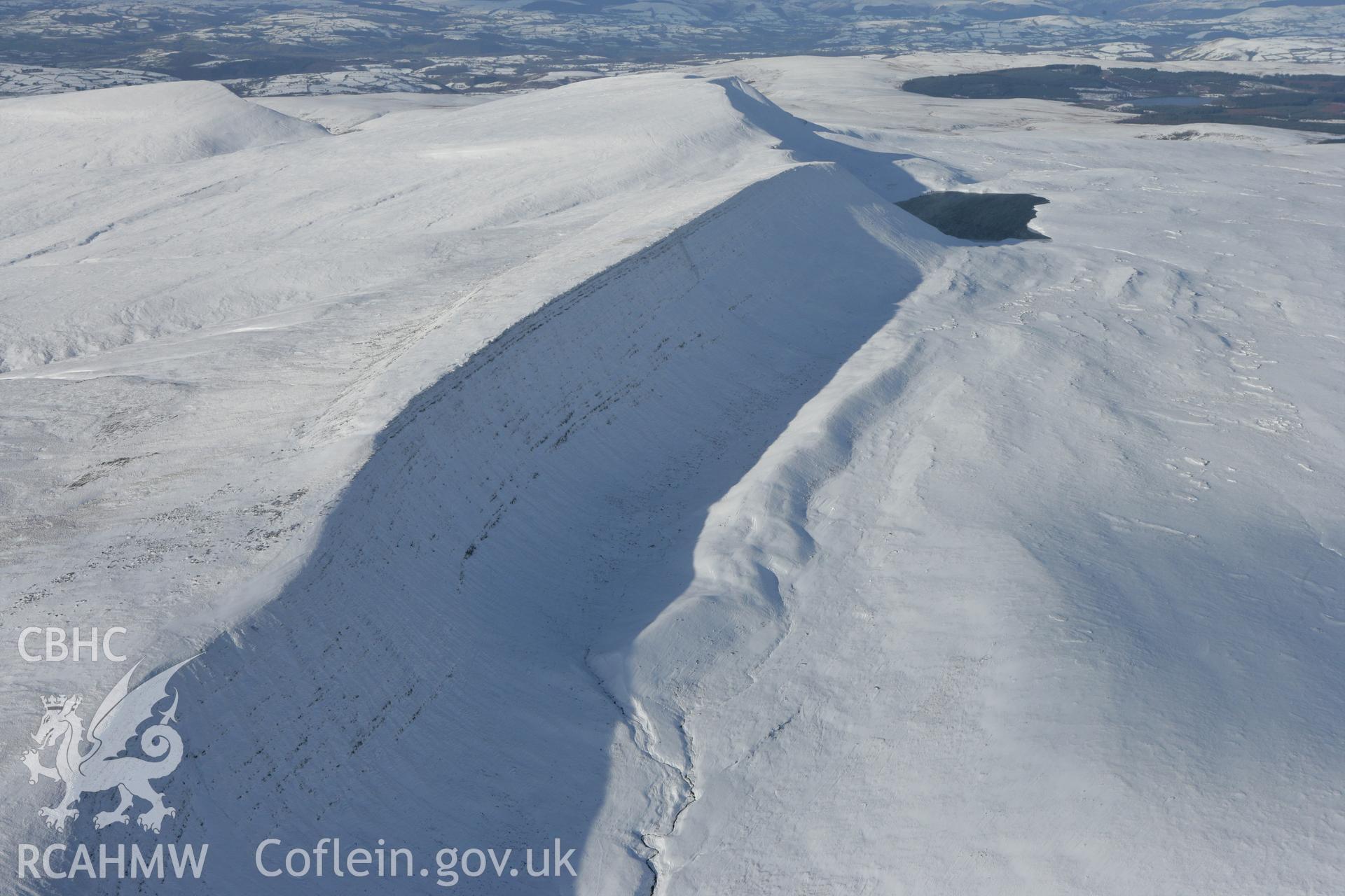 RCAHMW colour oblique photograph of Fan Hir, geological feature, looking north towards Llandovery. Taken by Toby Driver on 06/02/2009.