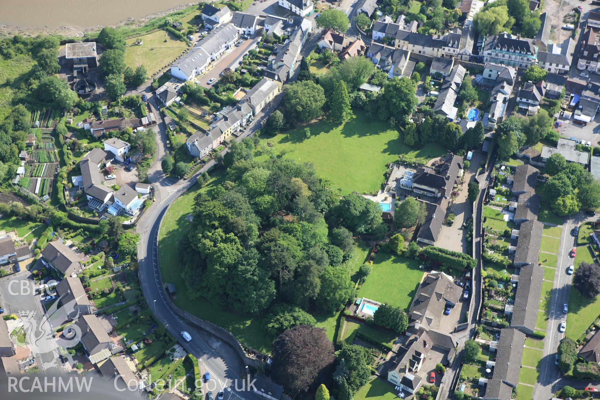 RCAHMW colour oblique aerial photograph of Caerleon Castle. Taken on 11 June 2009 by Toby Driver