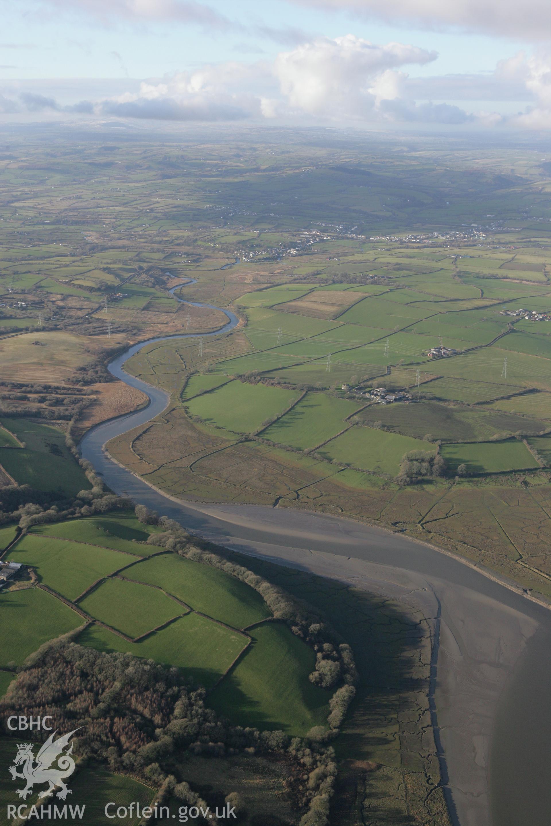 RCAHMW colour oblique photograph of Landscape NW along Afon taf. Taken by Toby Driver on 11/02/2009.