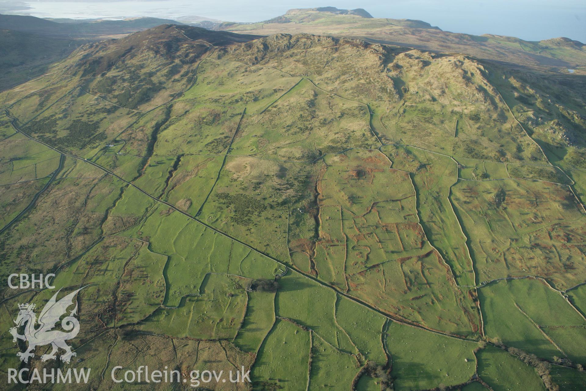 RCAHMW colour oblique aerial photograph of a homestead near Maen-y-Bardd. Taken on 10 December 2009 by Toby Driver