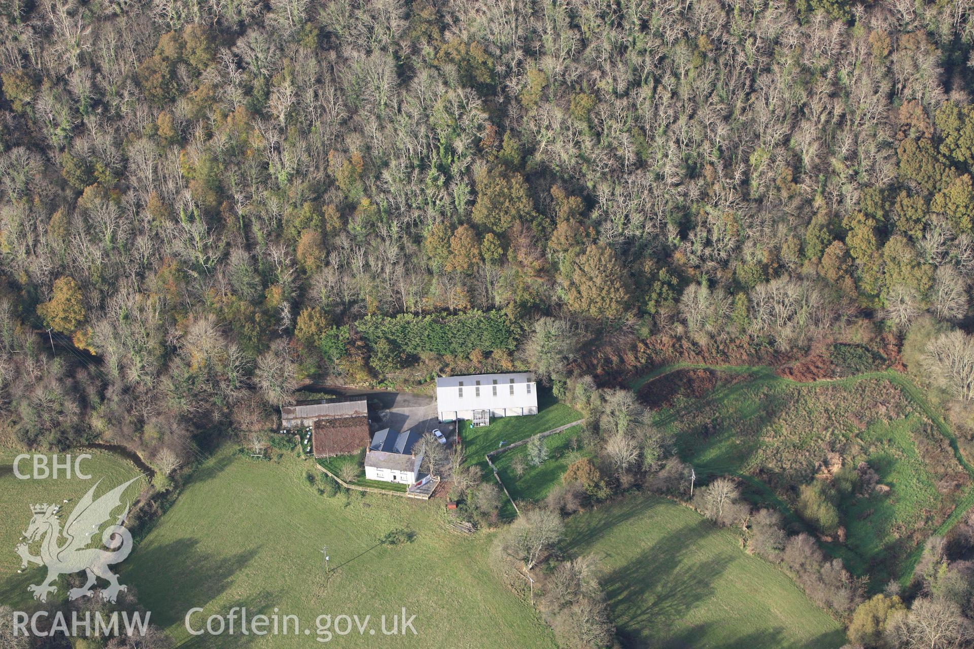 RCAHMW colour oblique aerial photograph of Felin Geri, Cwm Cou. Taken on 09 November 2009 by Toby Driver