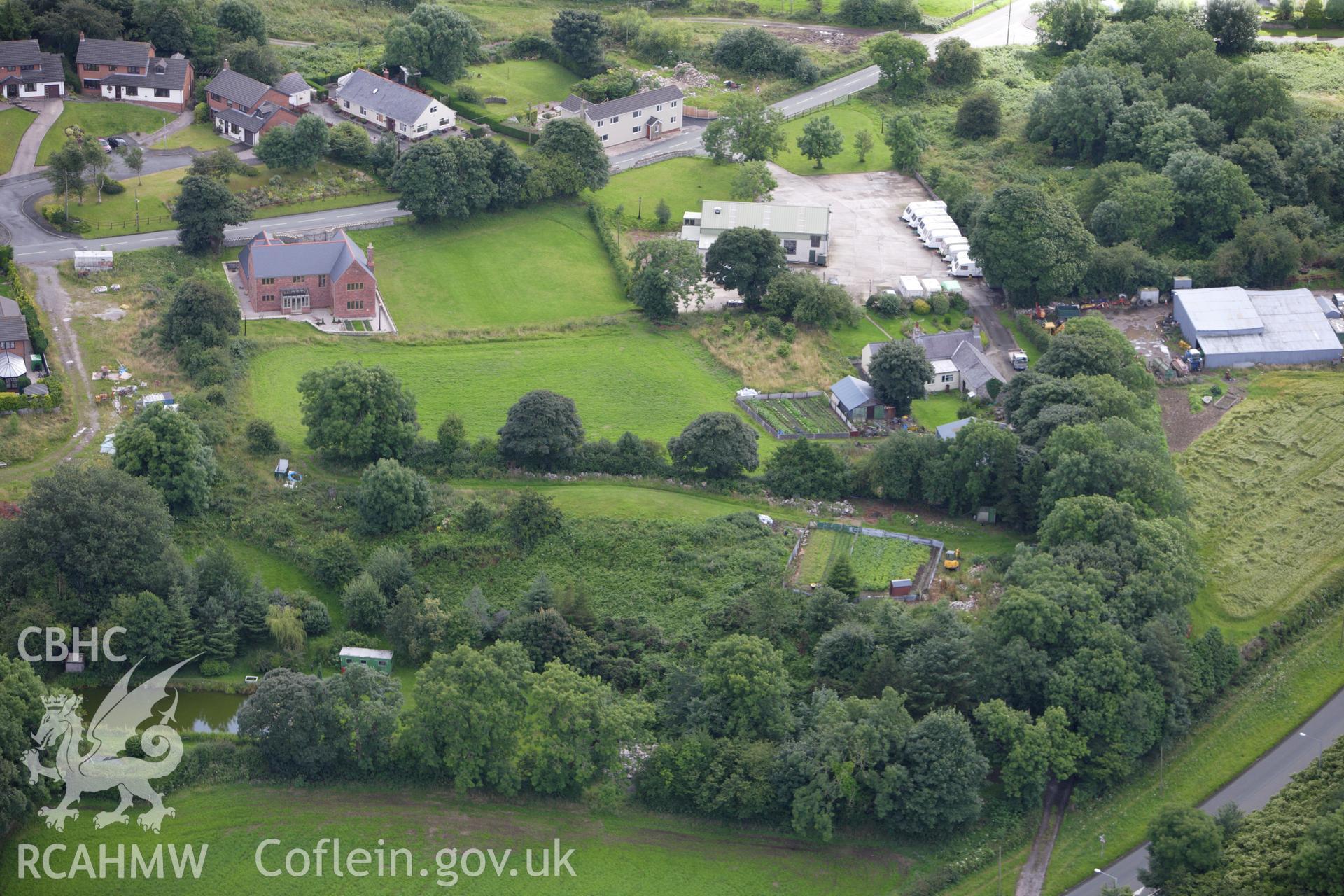 RCAHMW colour oblique aerial photograph of Rosehill Farm Barrow. Taken on 30 July 2009 by Toby Driver