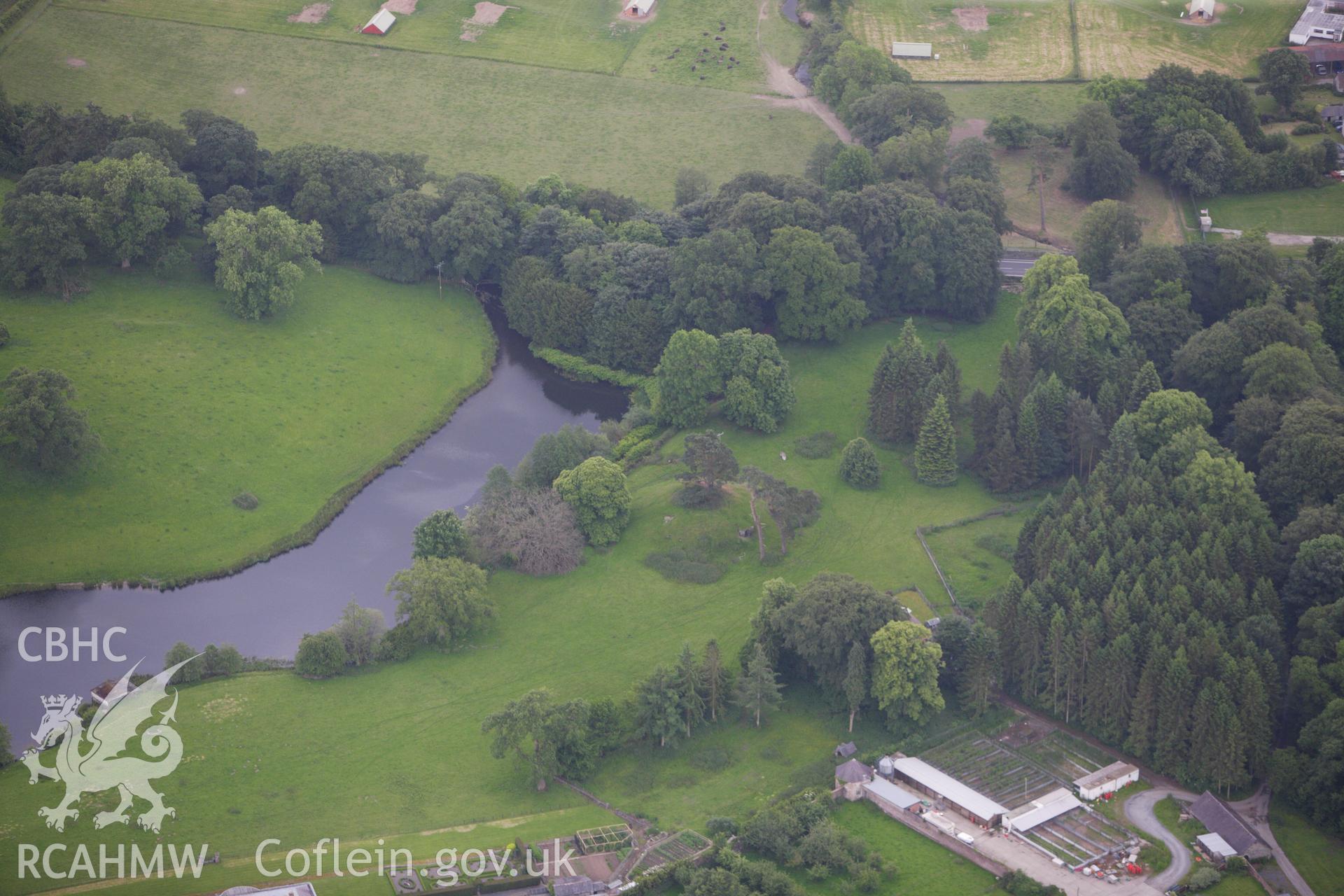 RCAHMW colour oblique photograph of Rug Castle mound. Taken by Toby Driver on 19/06/2009.