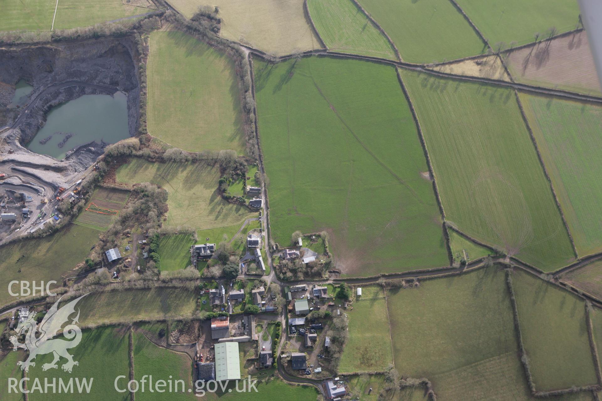 RCAHMW colour oblique photograph of Carew Newtown shrunken village. Taken by Toby Driver on 11/02/2009.