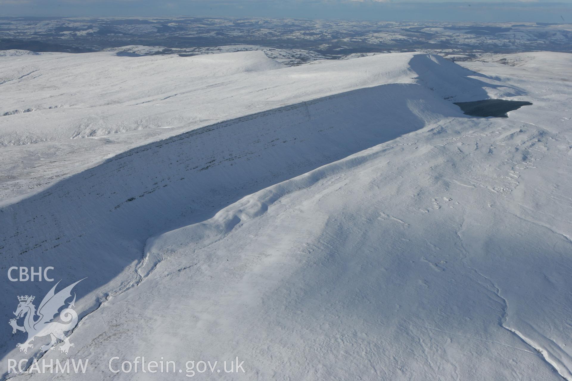 RCAHMW colour oblique photograph of Fan Hir, geological feature, looking north towards Llandovery. Taken by Toby Driver on 06/02/2009.