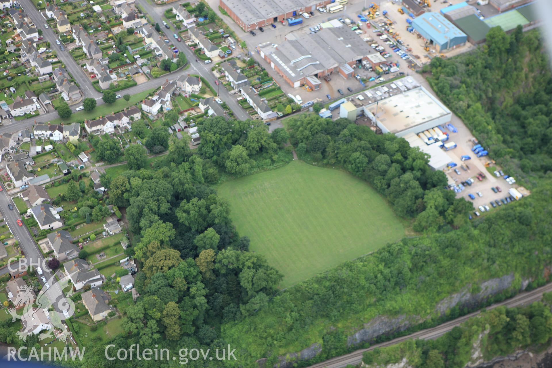 RCAHMW colour oblique aerial photograph of The Bulwarks, Chepstow. Taken on 09 July 2009 by Toby Driver