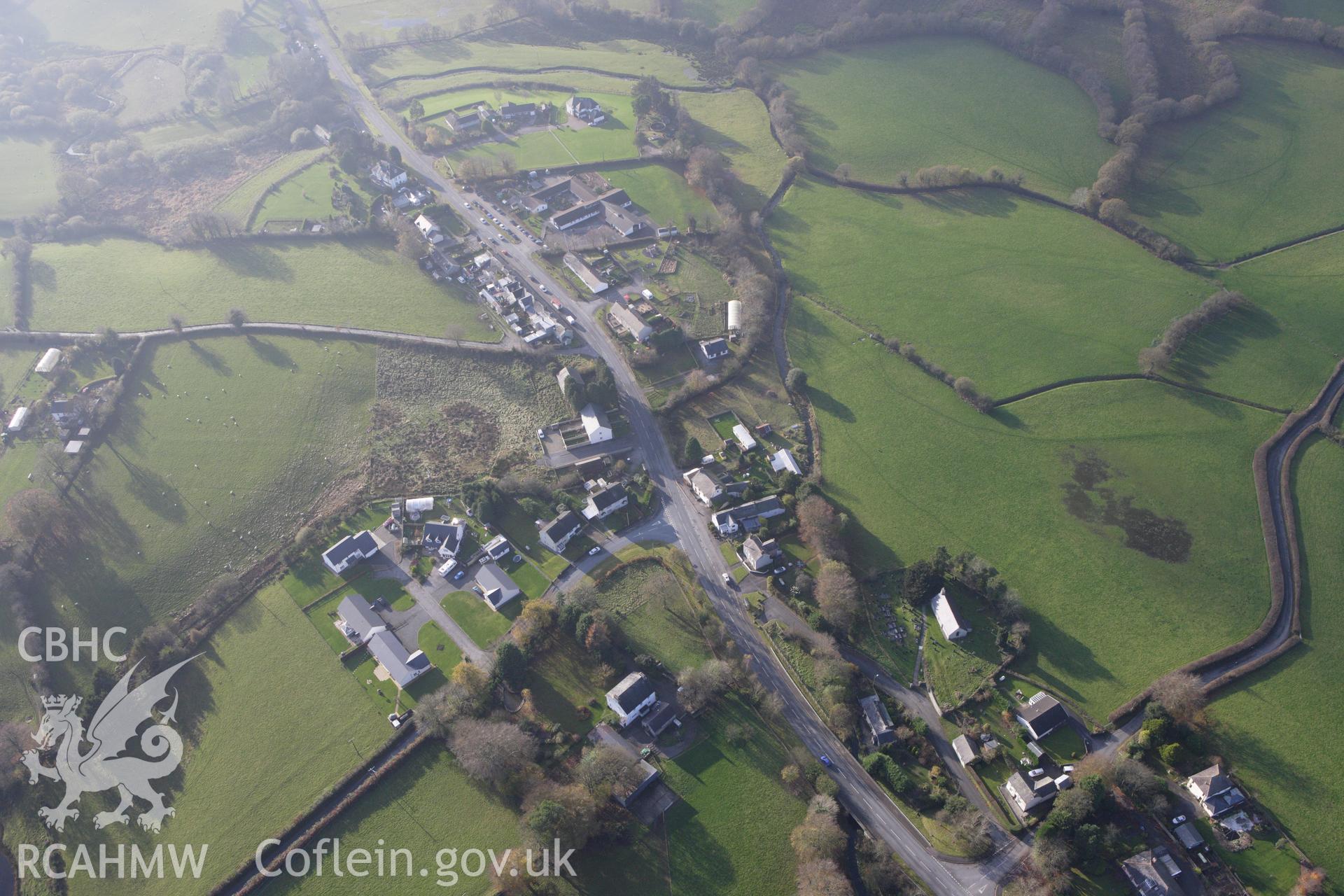 RCAHMW colour oblique aerial photograph of Llangybi  Taken on 09 November 2009 by Toby Driver