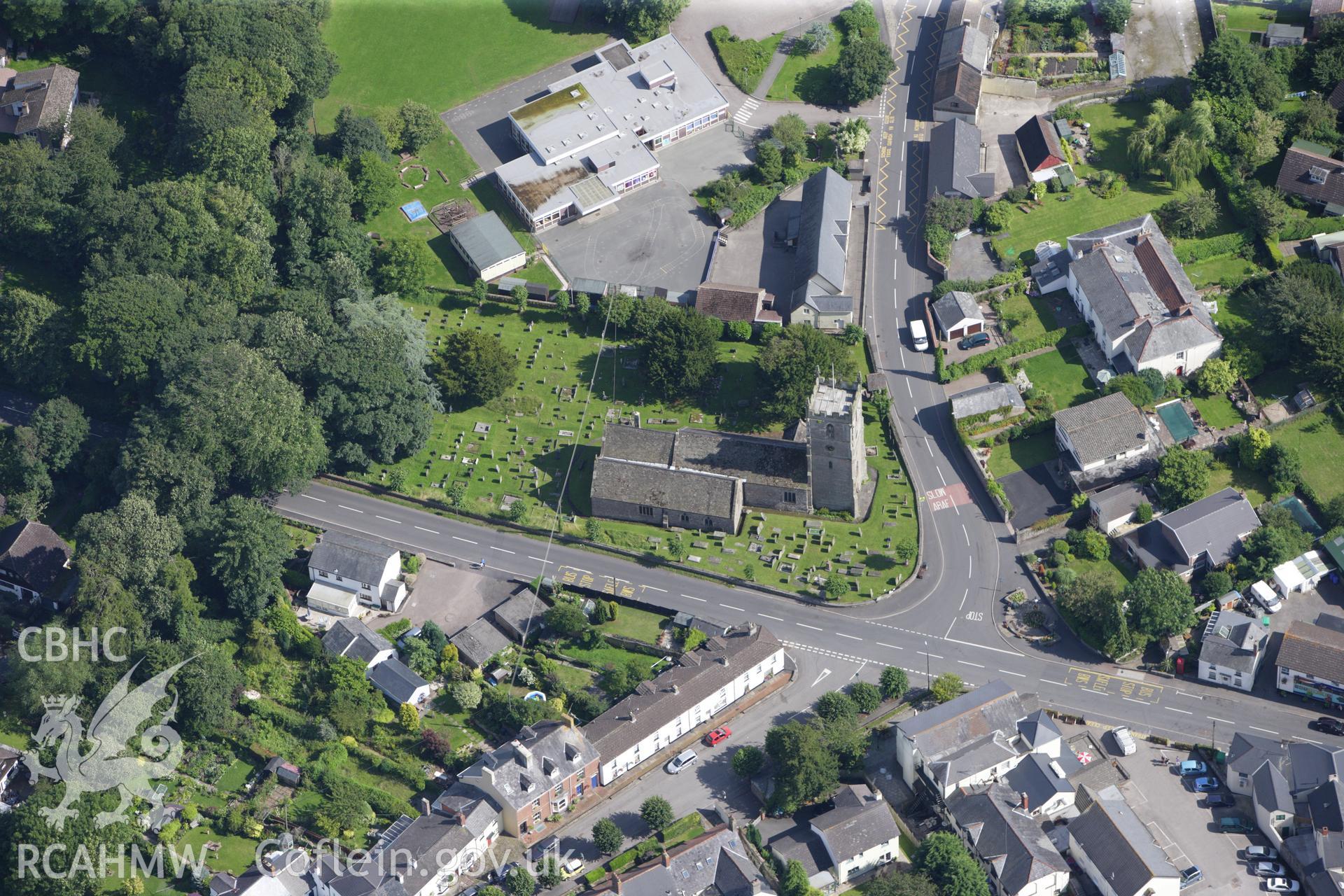 RCAHMW colour oblique aerial photograph of St Cadoc's Churchyard Cross, Raglan. Taken on 23 July 2009 by Toby Driver