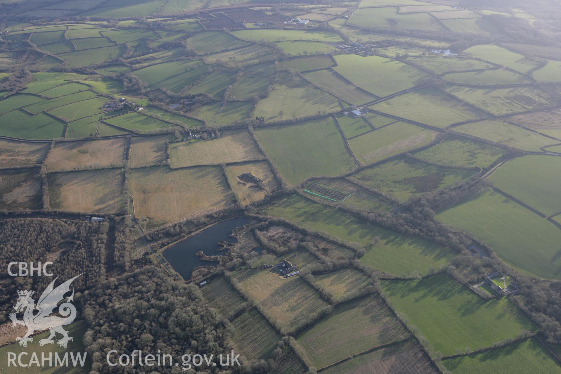 RCAHMW colour oblique photograph of Colby Moor Battlefield, Wiston, from north. Taken by Toby Driver on 11/02/2009.