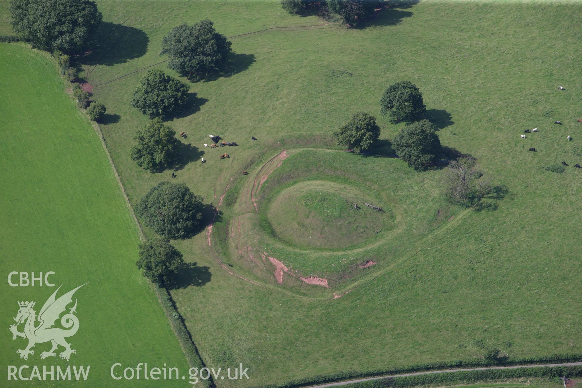 RCAHMW colour oblique aerial photograph of Penrhos Castle. Taken on 23 July 2009 by Toby Driver