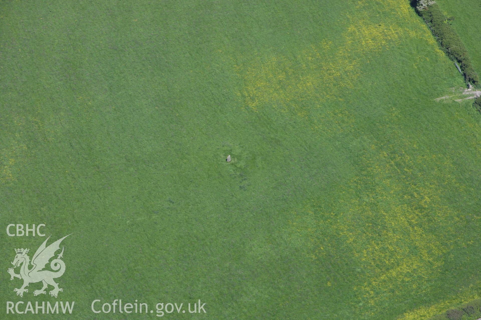 RCAHMW colour oblique aerial photograph of Corbalengi Stone. Taken on 01 June 2009 by Toby Driver