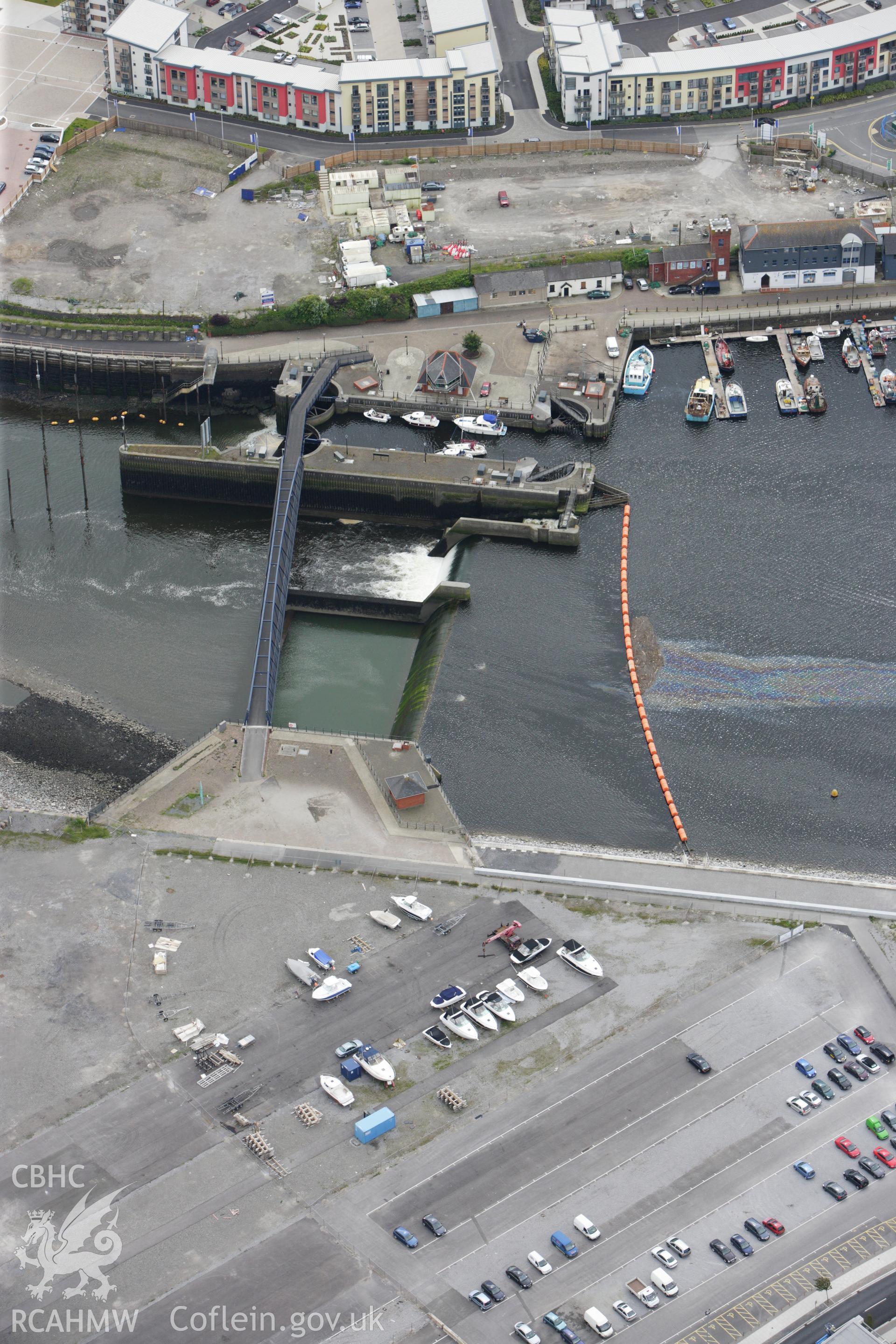 RCAHMW colour oblique aerial photograph of Swansea Dock Pilot House. Taken on 09 July 2009 by Toby Driver