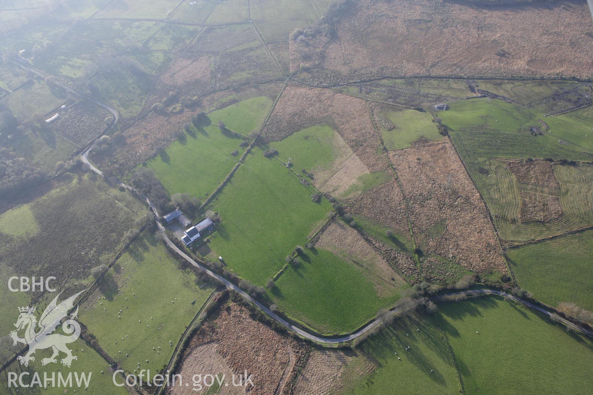 RCAHMW colour oblique aerial photograph of Sarn Helen Roman Road section at Rhyd Fudr. Taken on 09 November 2009 by Toby Driver