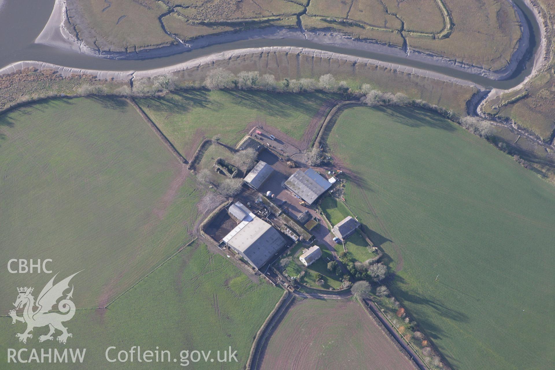 RCAHMW colour oblique photograph of Llandeilo Church, Llandilo Abercowin. Taken by Toby Driver on 11/02/2009.