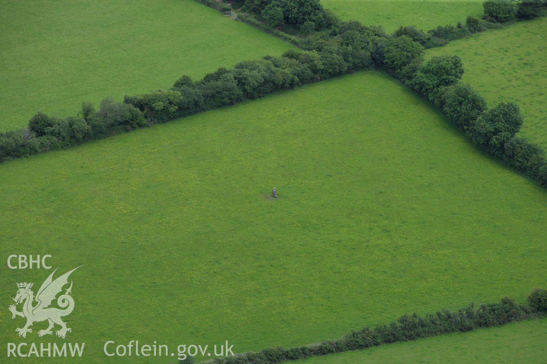 RCAHMW colour oblique aerial photograph of Llanfyrnach Standing Stones B. Taken on 09 July 2009 by Toby Driver