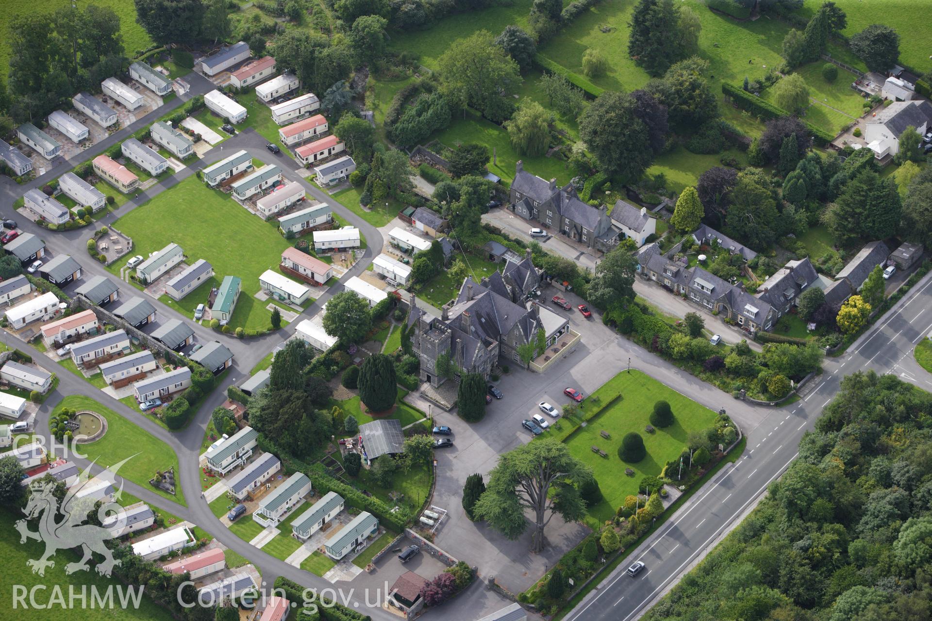 RCAHMW colour oblique aerial photograph of Maenan Abbey, Aberconwy. Taken on 06 August 2009 by Toby Driver