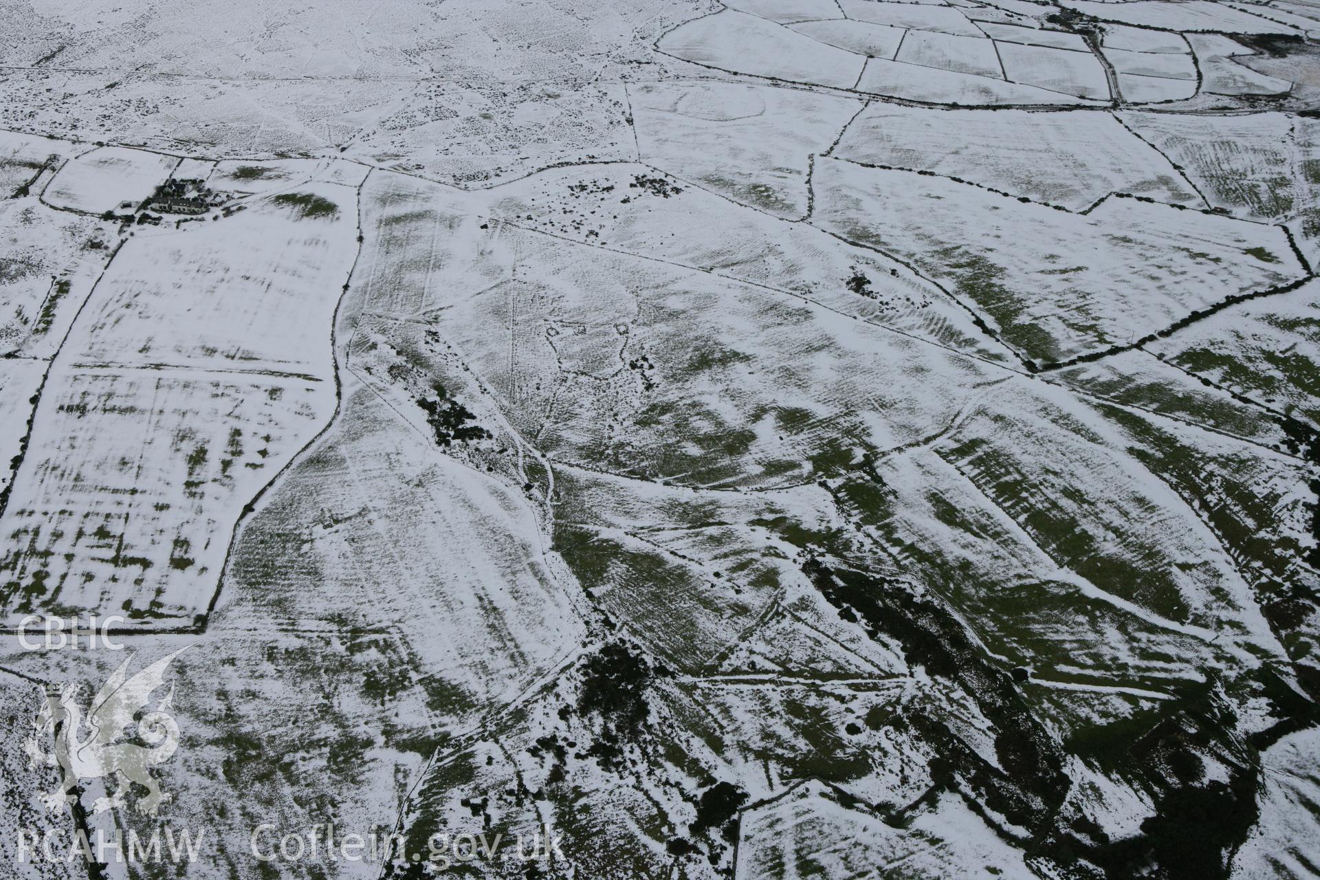 RCAHMW colour oblique photograph of Parc Mawr deserted rural settlement, from the north. Taken by Toby Driver on 06/02/2009.