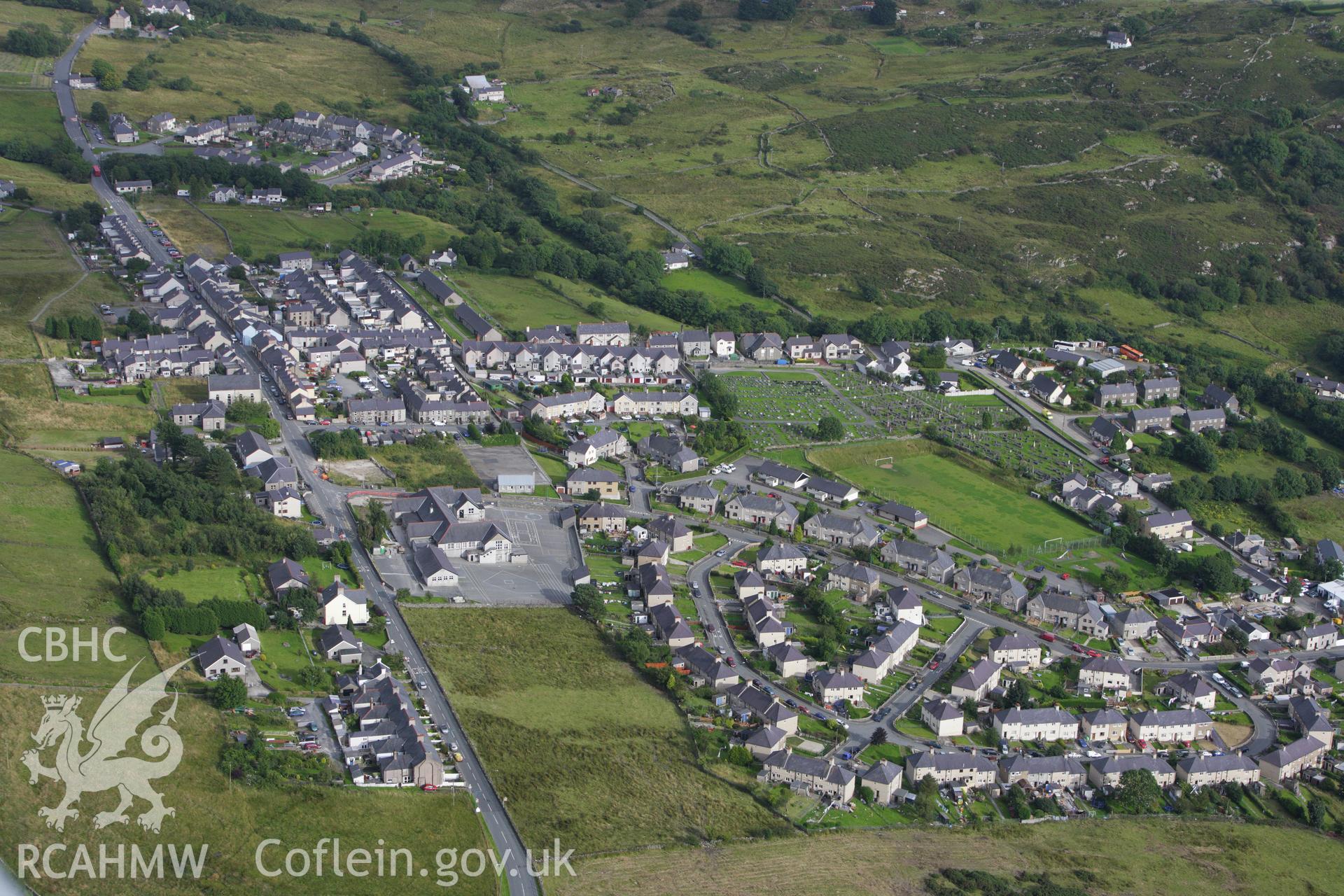 RCAHMW colour oblique aerial photograph of Deiniolen. Taken on 06 August 2009 by Toby Driver