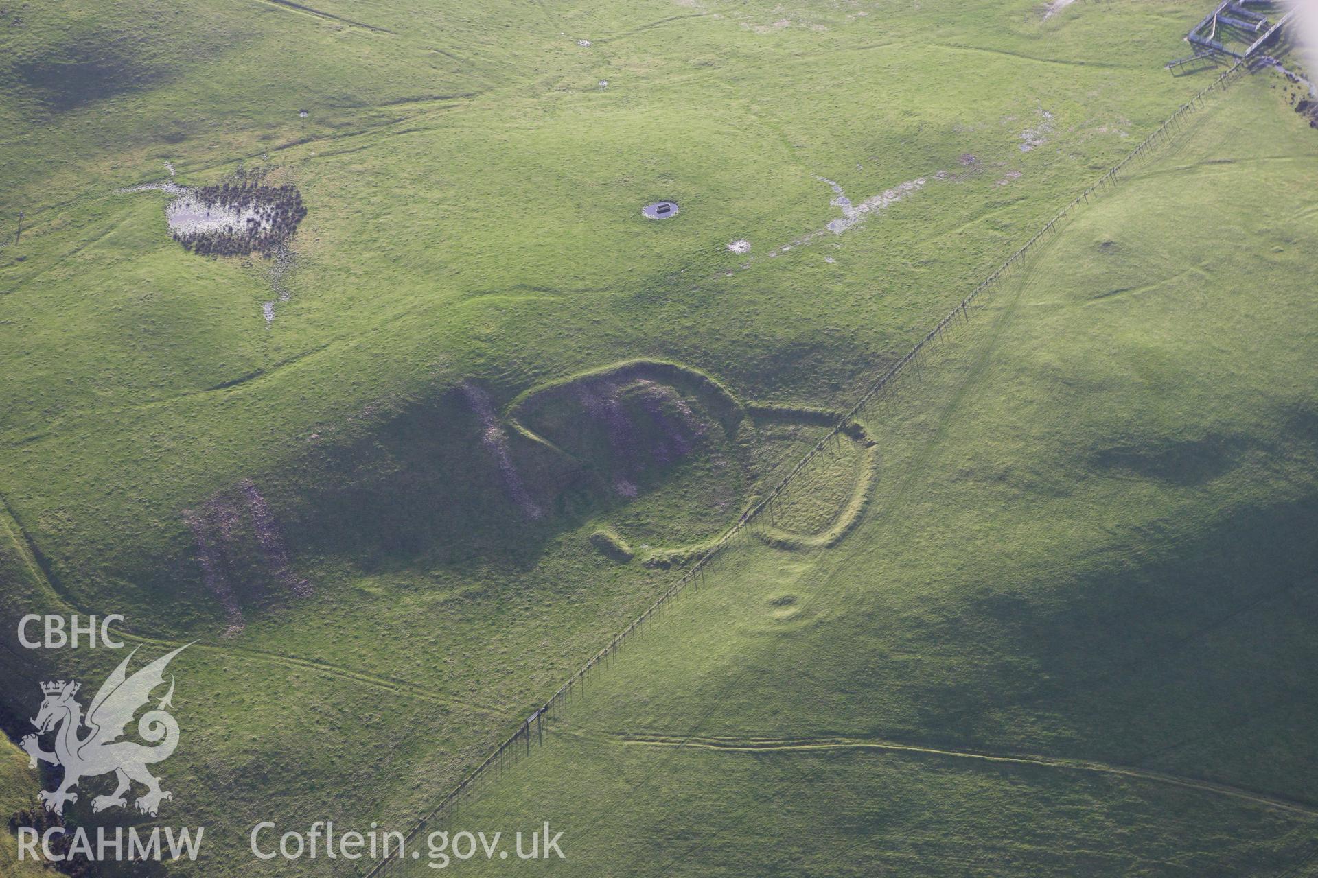 RCAHMW colour oblique aerial photograph of Castell Blaid Settlement. Taken on 10 December 2009 by Toby Driver