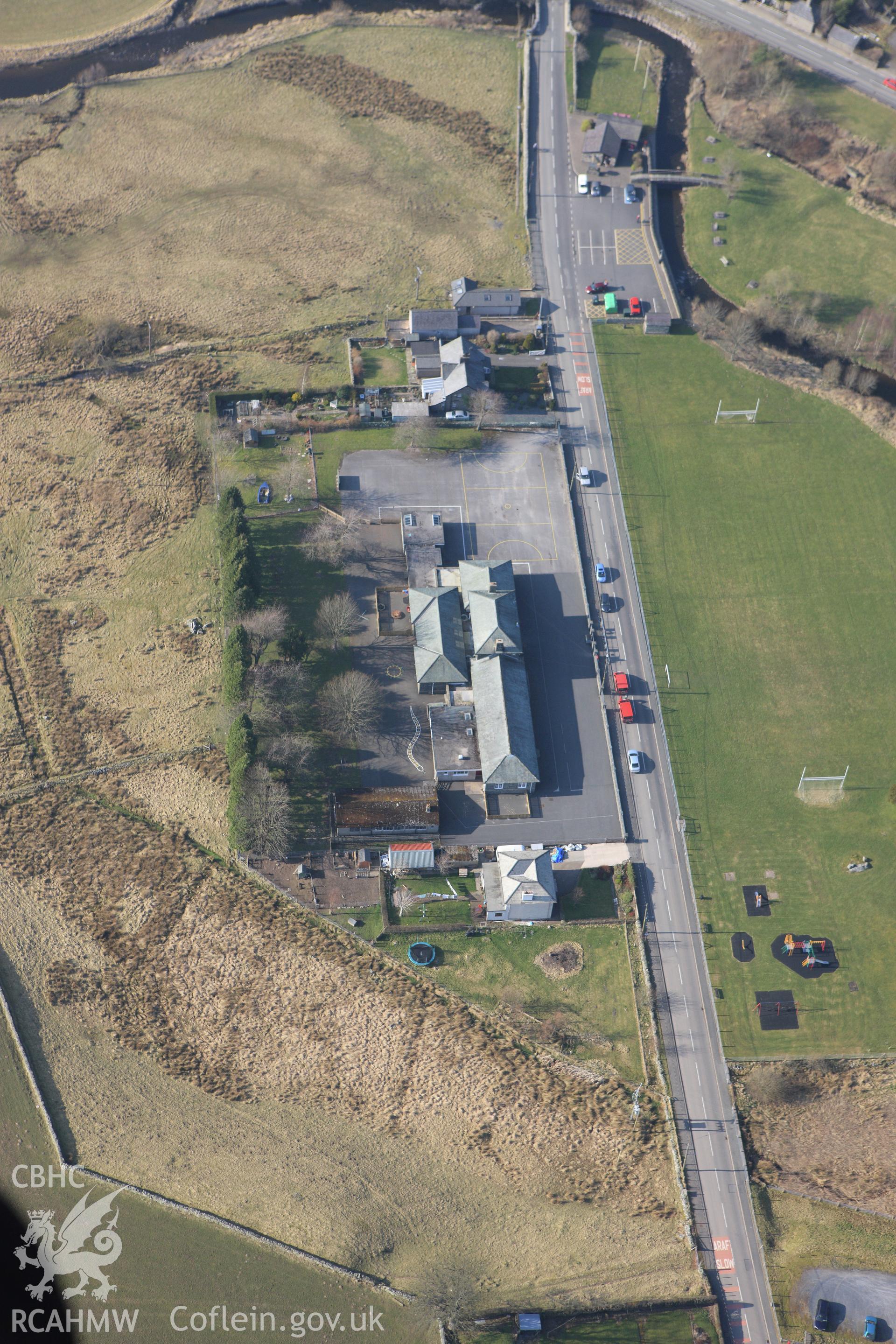 RCAHMW colour oblique photograph of Ystrad Gynradd Pentrefoelas. Taken by Toby Driver on 18/03/2009.
