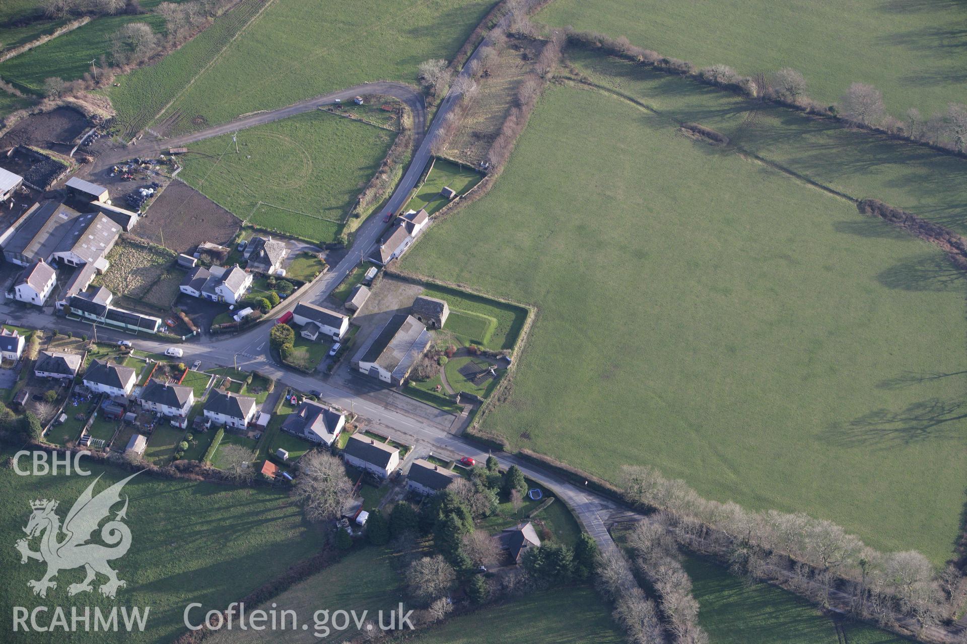 RCAHMW colour oblique photograph of Llawhaden hospital. Taken by Toby Driver on 11/02/2009.