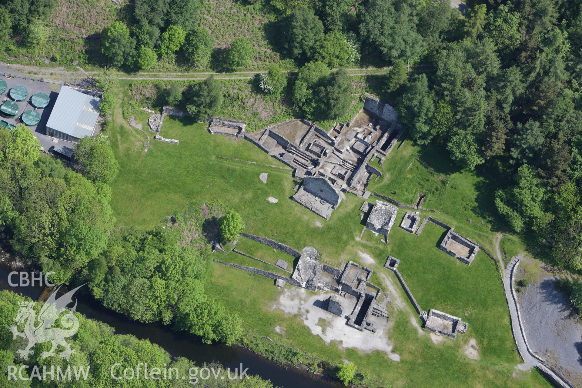 RCAHMW colour oblique aerial photograph of Bryntail Lead Mine. Taken on 02 June 2009 by Toby Driver