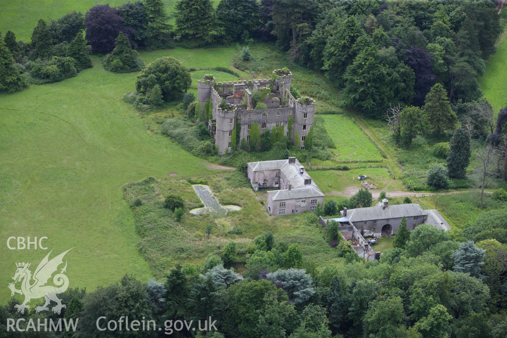 RCAHMW colour oblique aerial photograph of Ruperra Castle. Taken on 09 July 2009 by Toby Driver