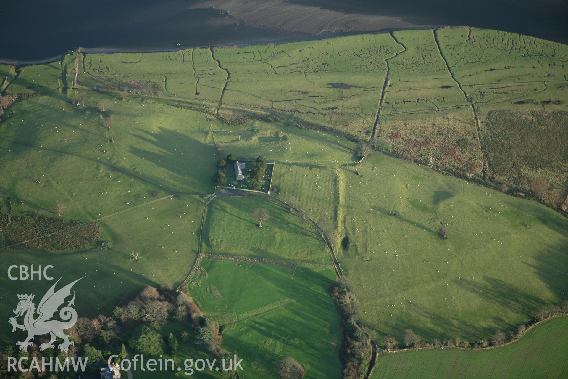 RCAHMW colour oblique aerial photograph of Kanovium (or Canovium) Roman Military Settlement at Caerhun. Taken on 10 December 2009 by Toby Driver