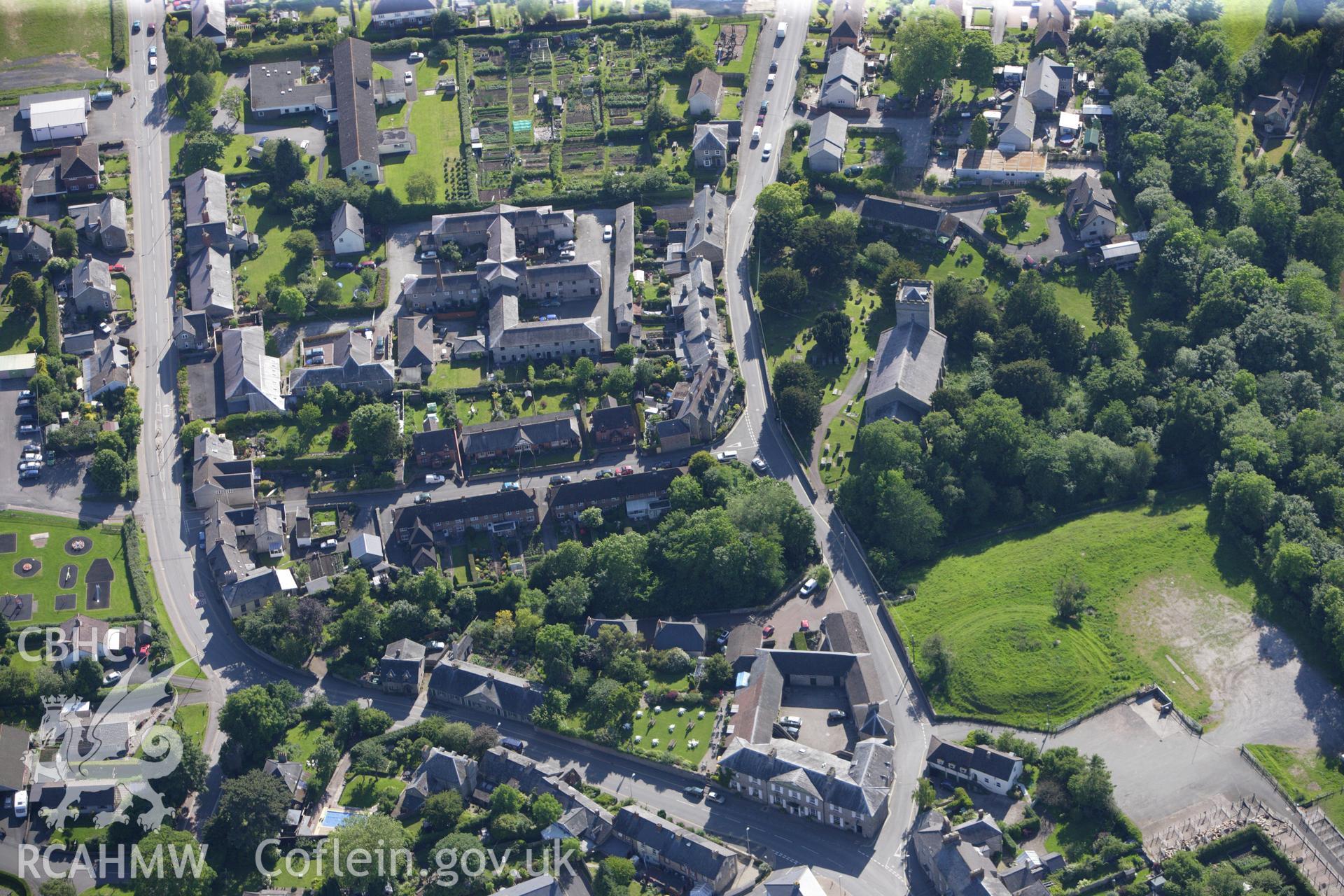 RCAHMW colour oblique aerial photograph of Hay Tump, Hay-On-Wye. Taken on 11 June 2009 by Toby Driver