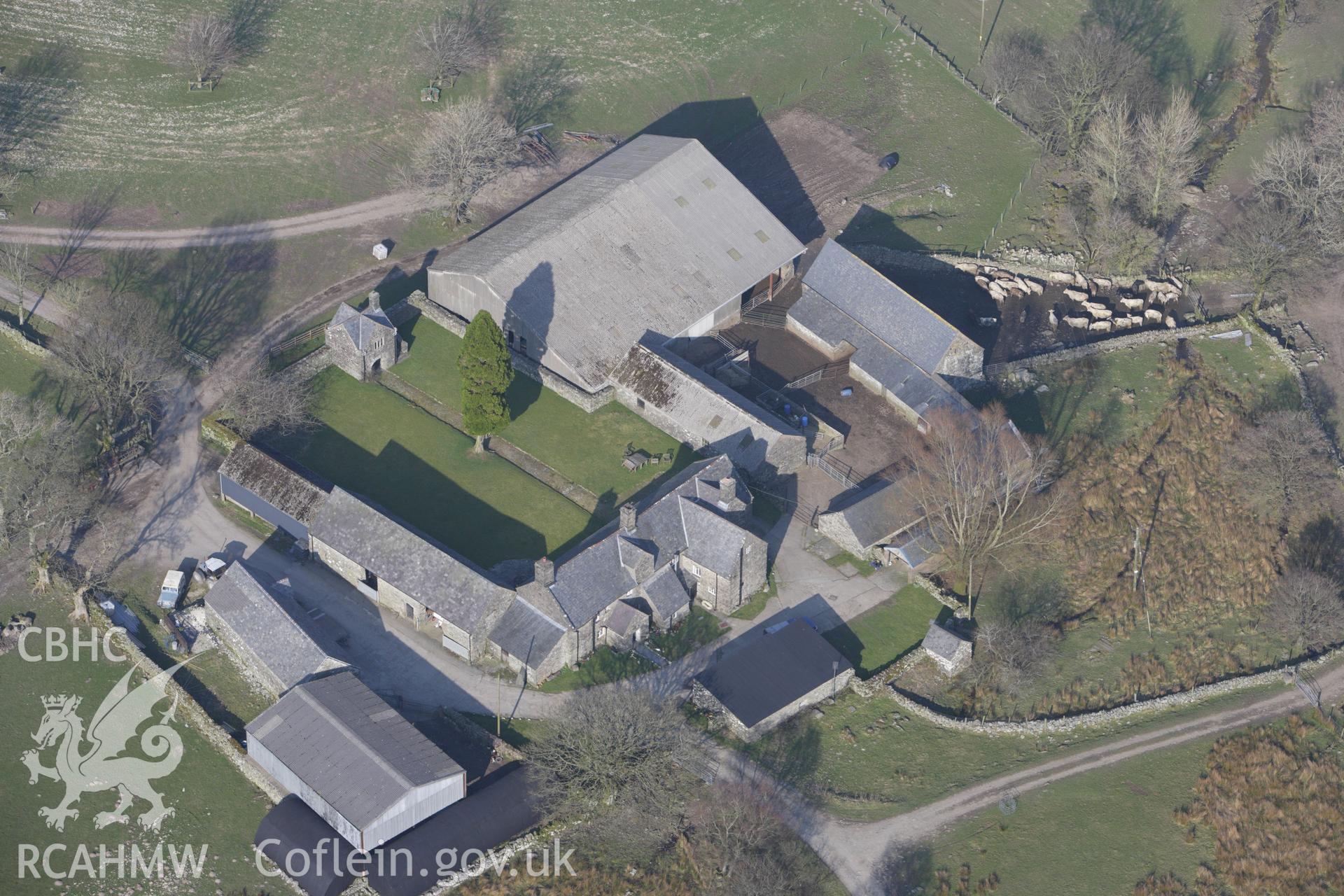 RCAHMW colour oblique photograph of Geelar, house and farm. Taken by Toby Driver on 18/03/2009.