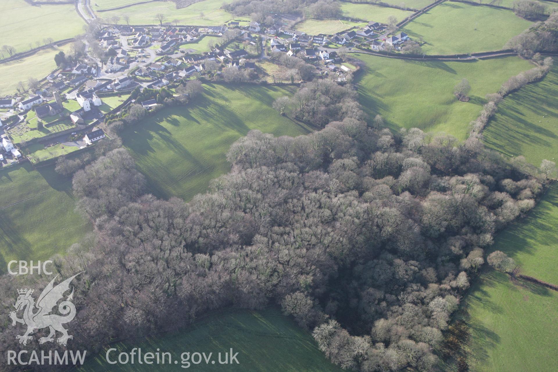 RCAHMW colour oblique aerial photograph of Underhill Wood 'Primitive' Coal Workings. Taken on 28 January 2009 by Toby Driver